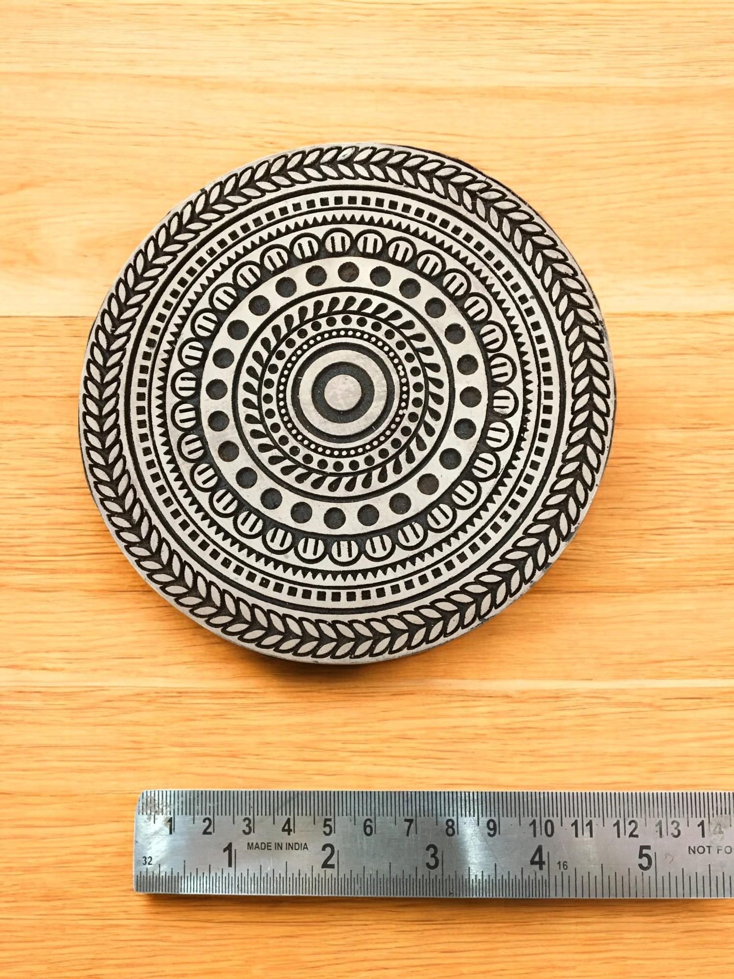 Mandala Wood Stamp, Indian Block Print, Pottery & Soap Stamp