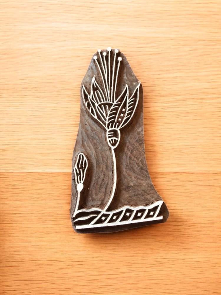 Floral Wood Stamp, Hand Carved Indian Block, Pottery Textile Print