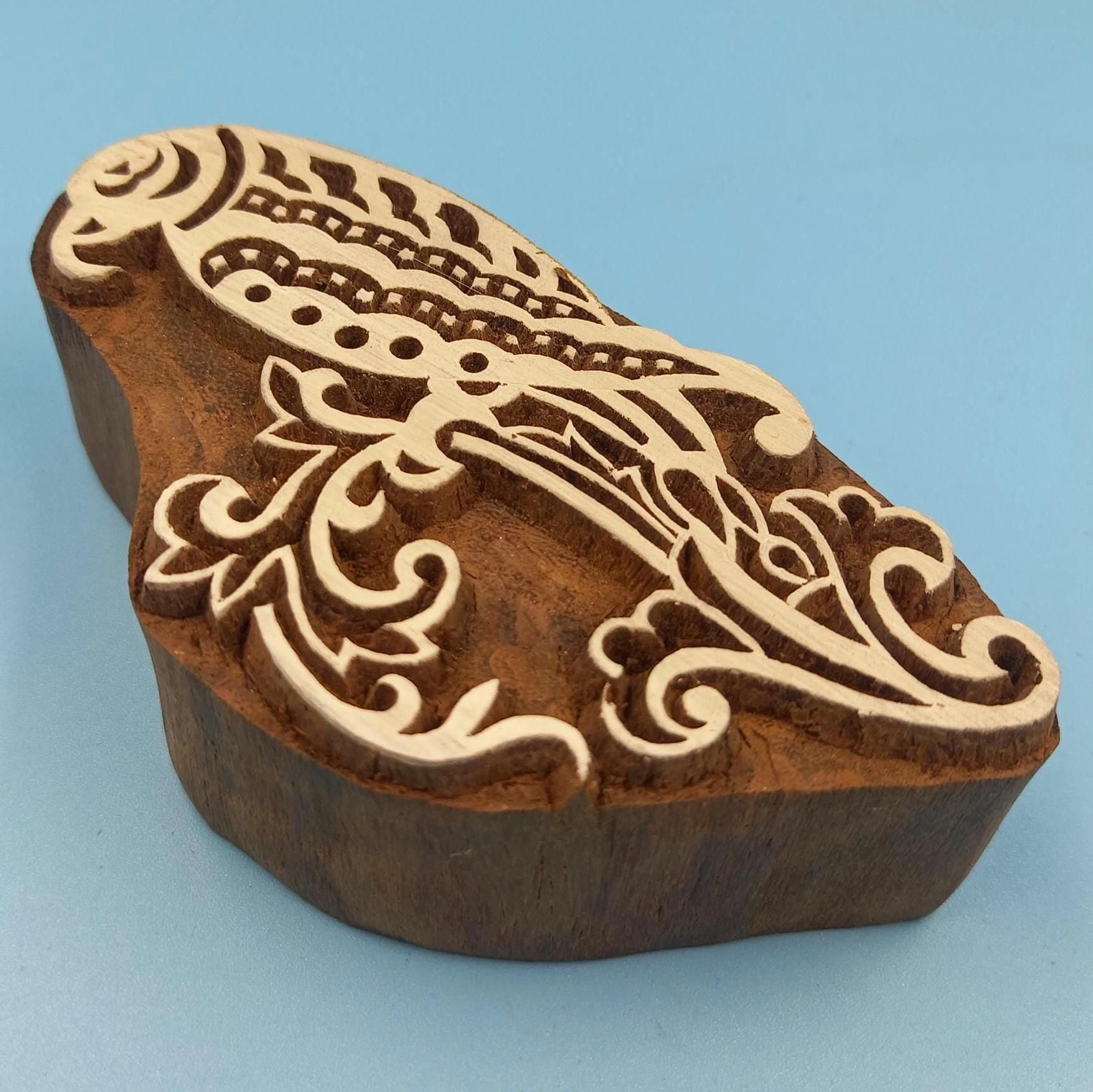 Sittin Parrot Wooden Printing Block Pottery Stamp, Batik Tjaps, Blaudruck stempel