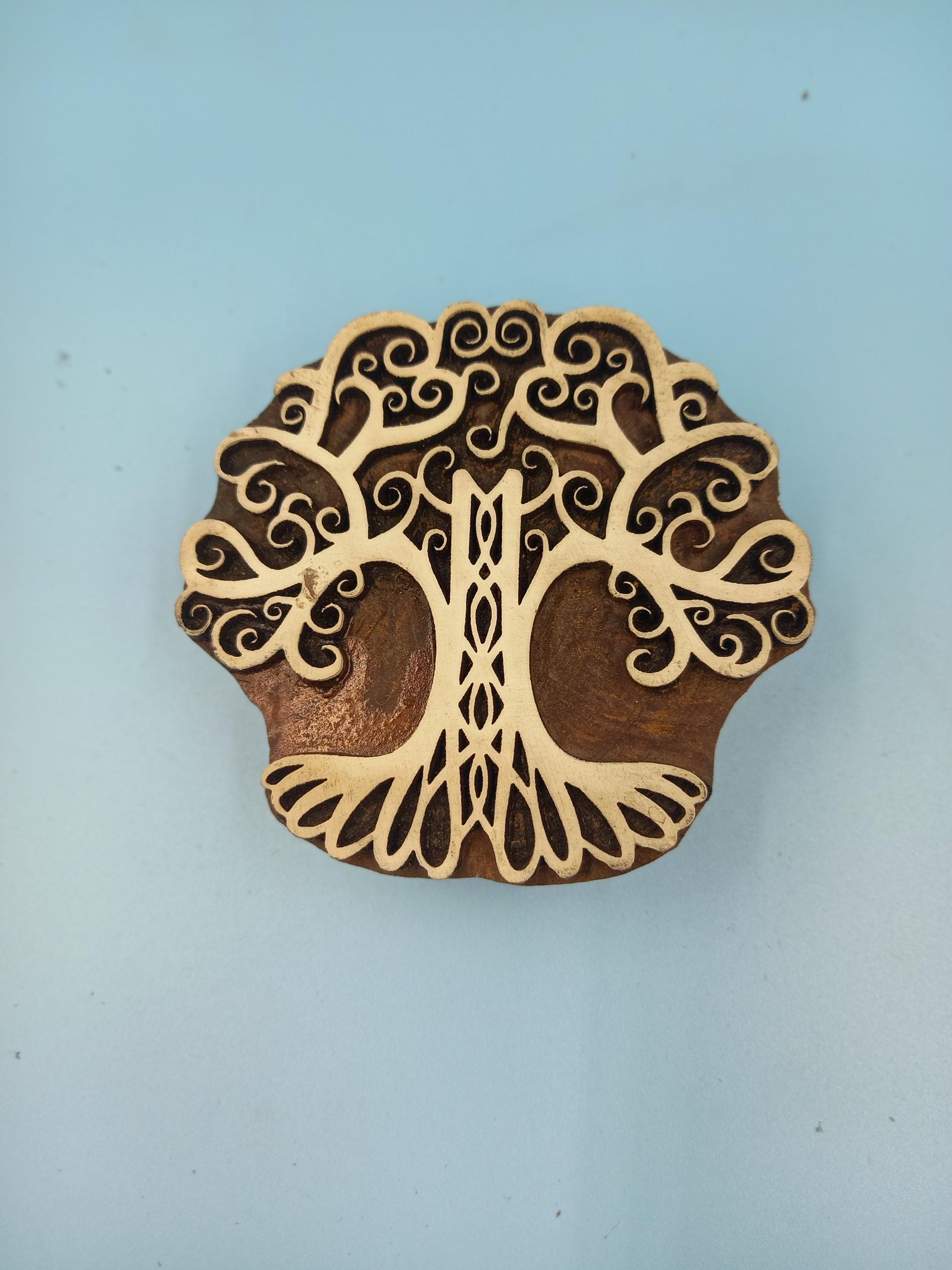Celtic Tree Wooden Printing Block, Pottery Stamp (10x10cm)