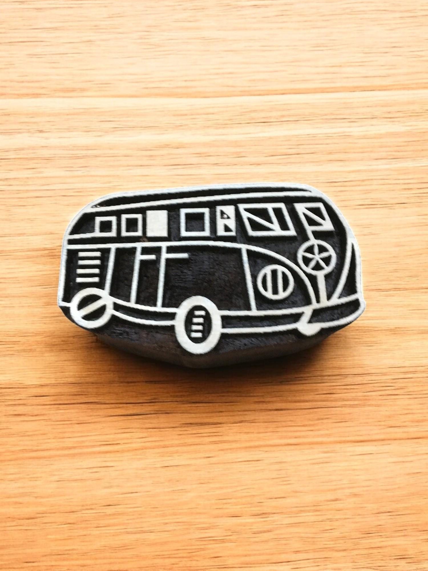 Camper Van Printing Block – Hand Carved Indian Wood Stamp