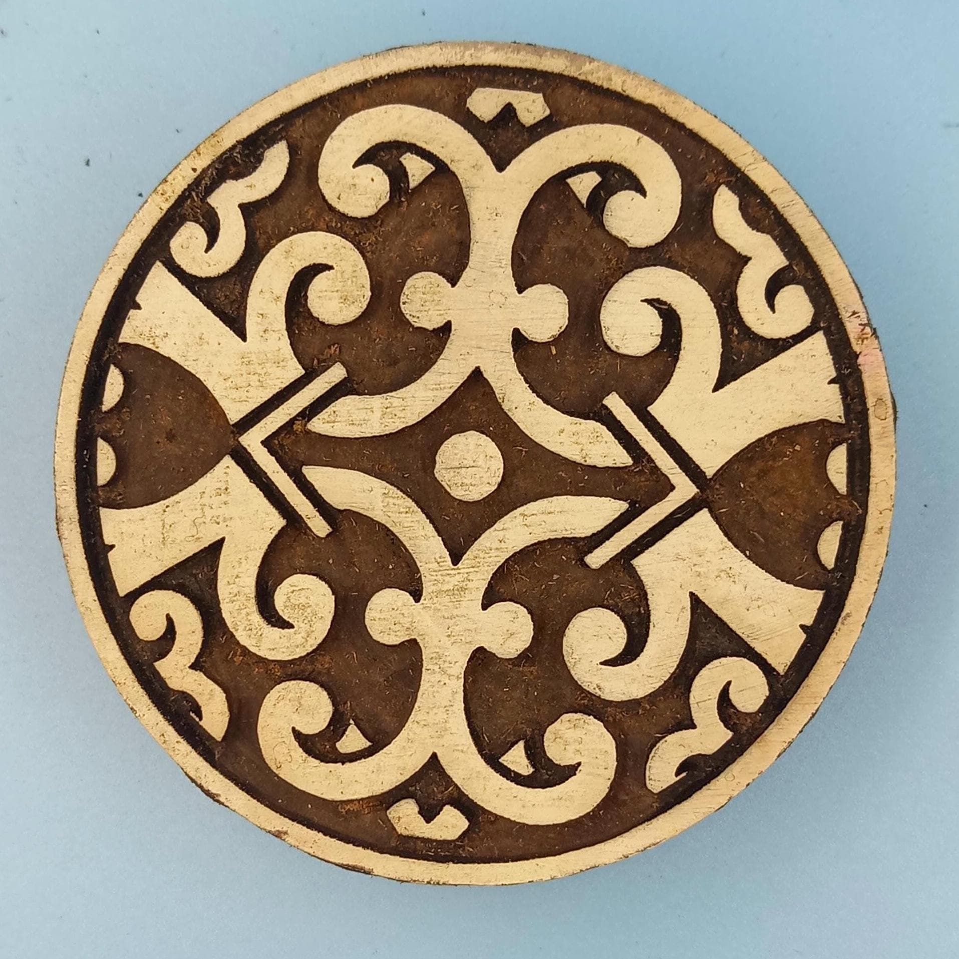 Oriental Mandala 02 Wooden Printing Block Pottery Stamp, Batik Tjaps, Blaudruck stempel
