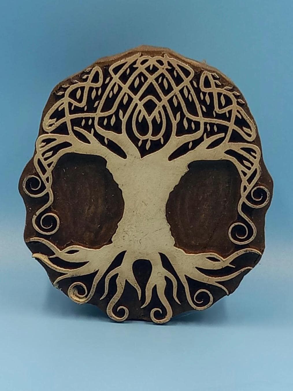 Celtic Tree mandala Wooden Printing Block Pottery Stamp, Batik Tjaps, Blaudruck stempel
