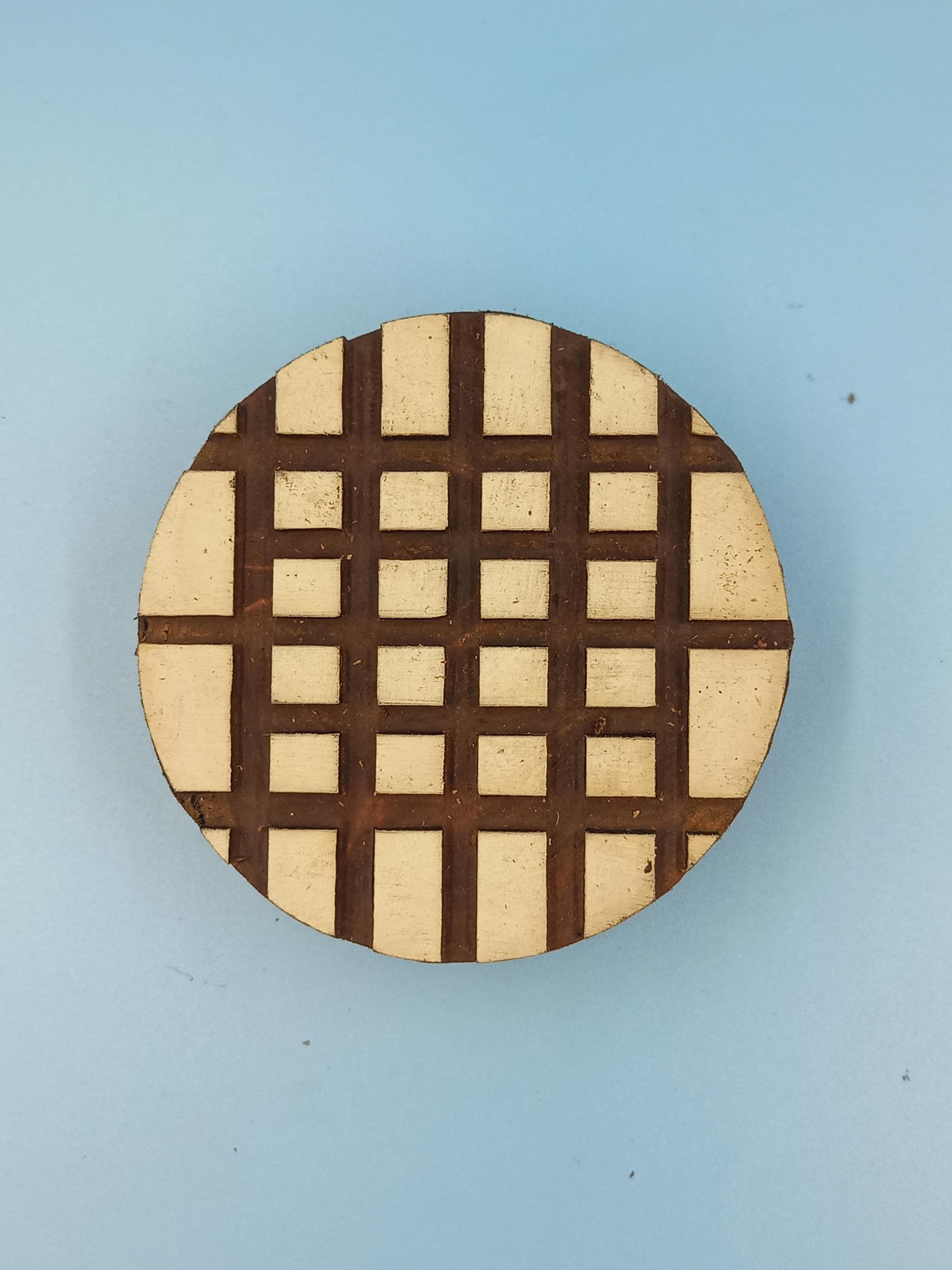Floral Motif Wooden Printing Block, Square Mandala Stamp (10x10cm)