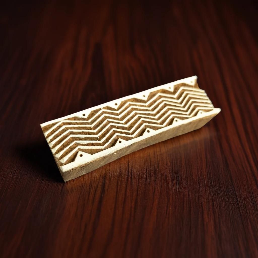 African Zig Zag Border Wooden Printing Block - Handcrafted Fabric Printing and Batik Tools