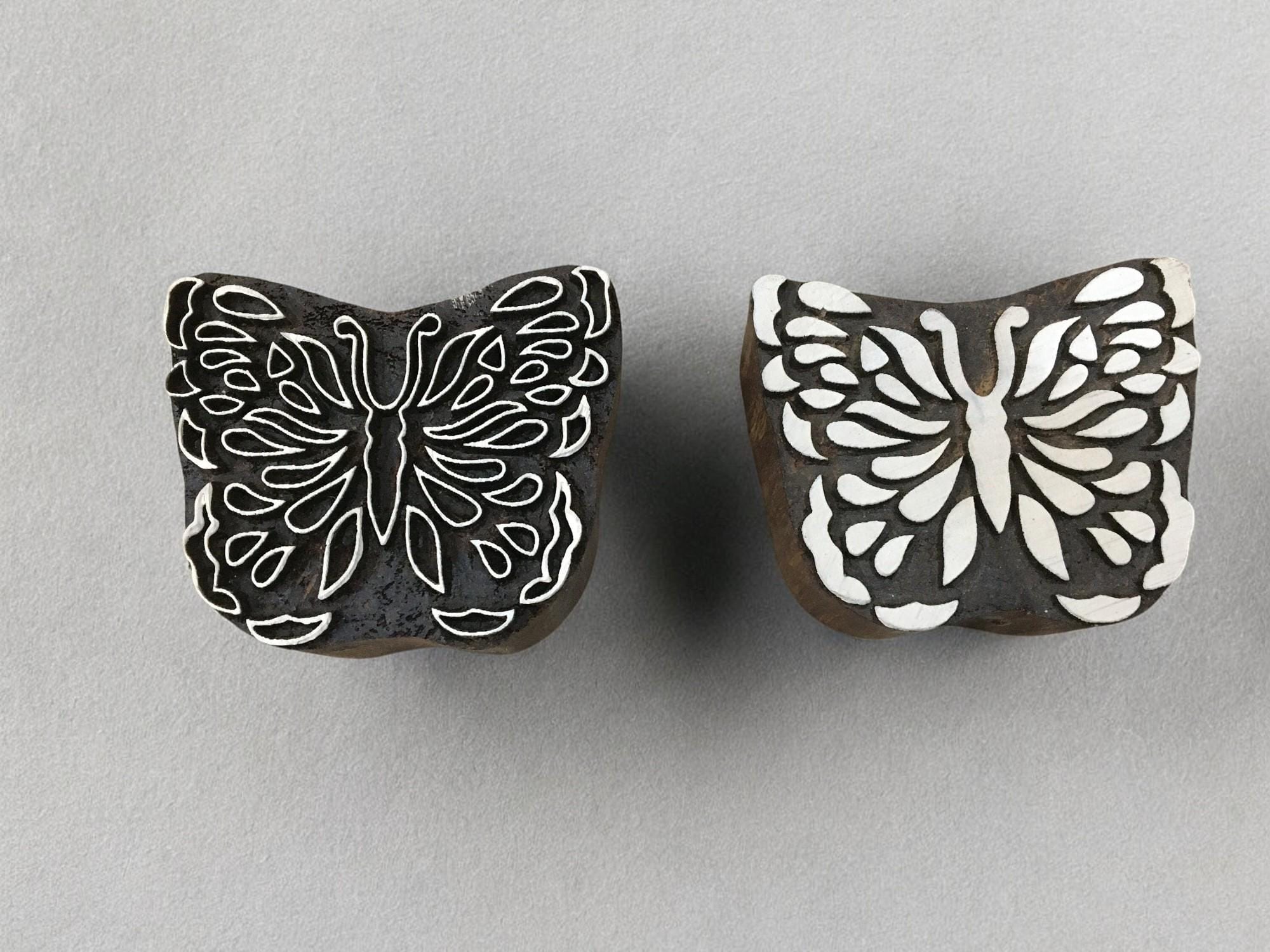 Hand Carved Butterfly Wood Stamp, Indian Block Print, Textile Stamp