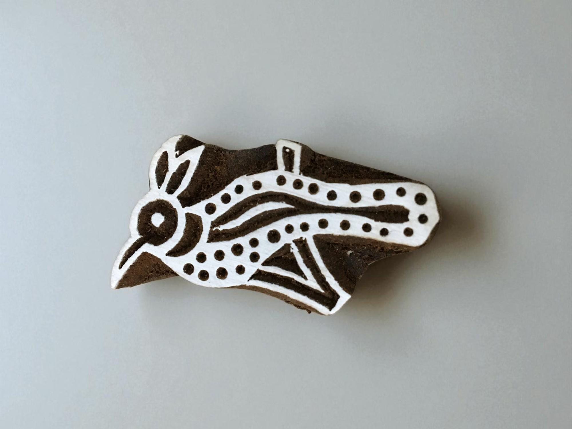 Woodpecker Bird,  hand carved Indian wood printing block; textile stamp; pottery stamp,