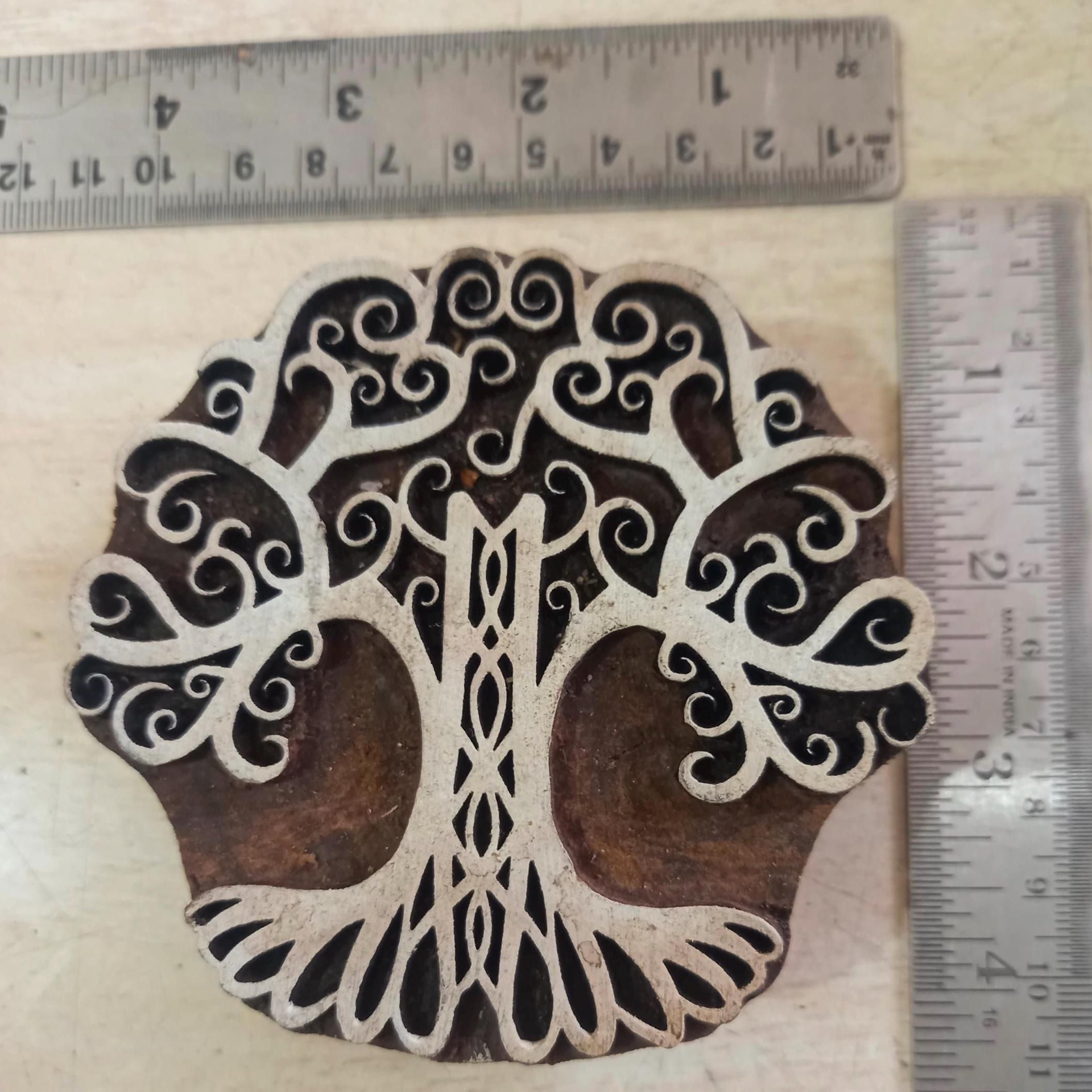 Celtic Tree Wooden Printing Block, Pottery Stamp (10x10cm)