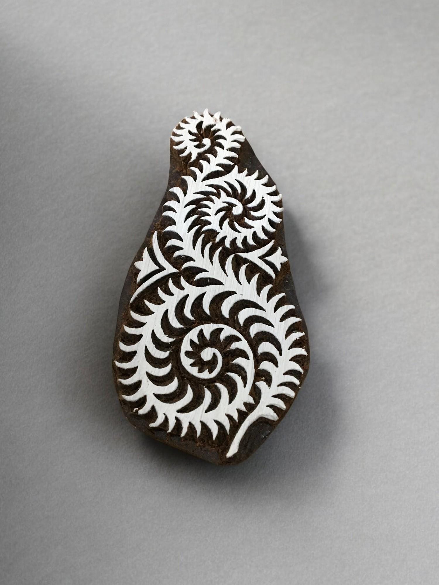 Curly Thorns Wood Stamp, Hand Carved Indian Block Print, Textile Stamp