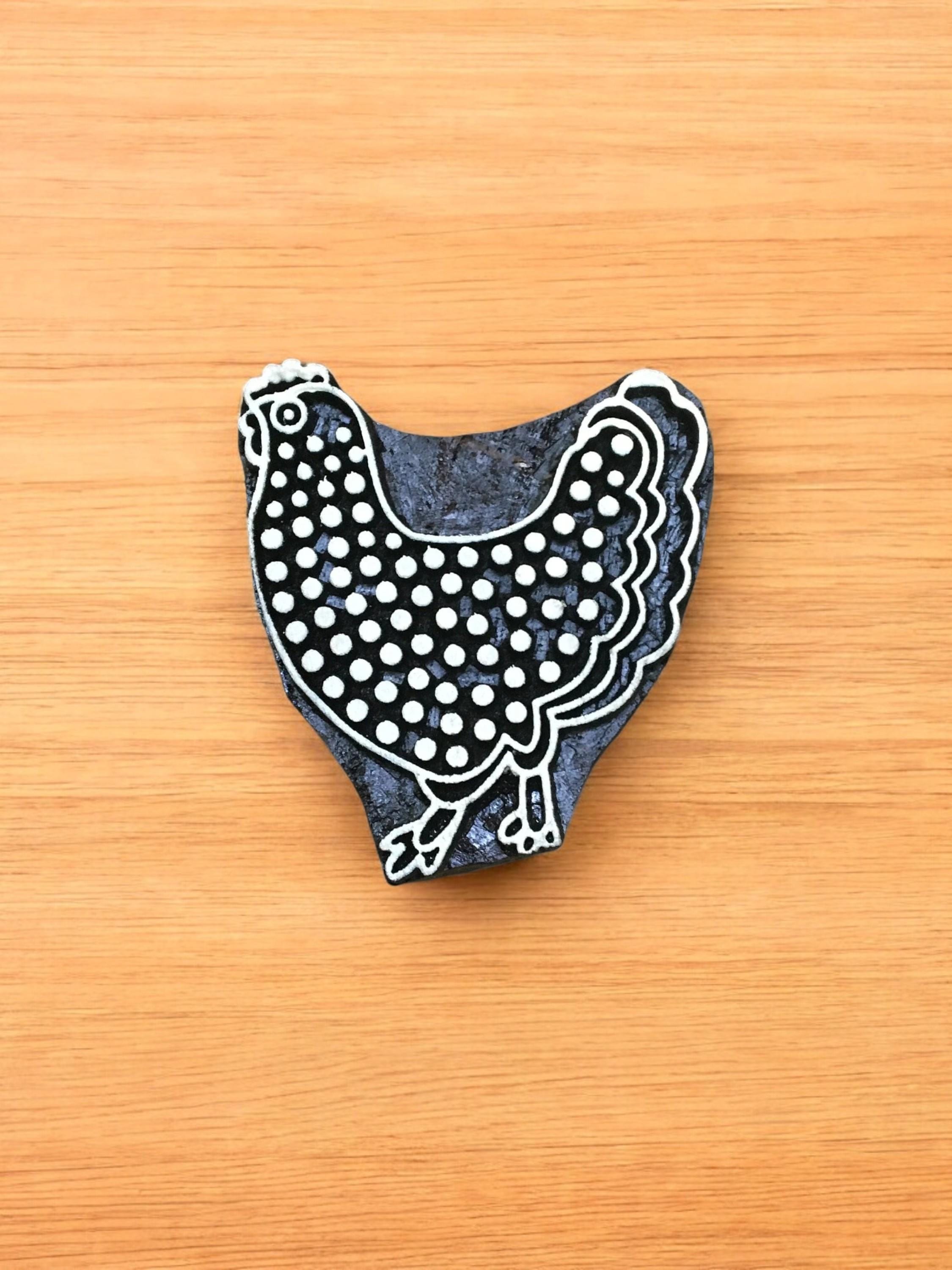 Hand Carved Chicken Printing Blocks, Indian Wood Stamps