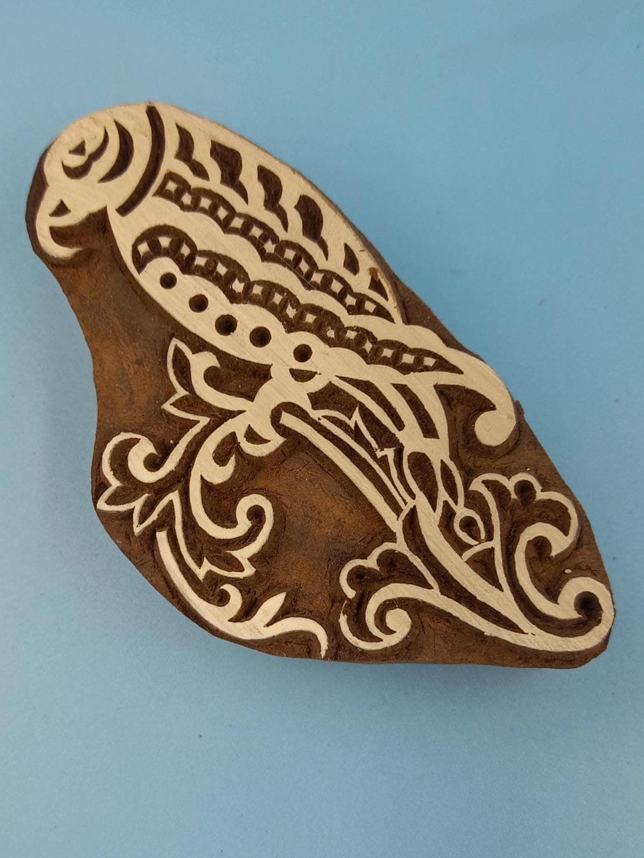 Sittin Parrot Wooden Printing Block Pottery Stamp, Batik Tjaps, Blaudruck stempel