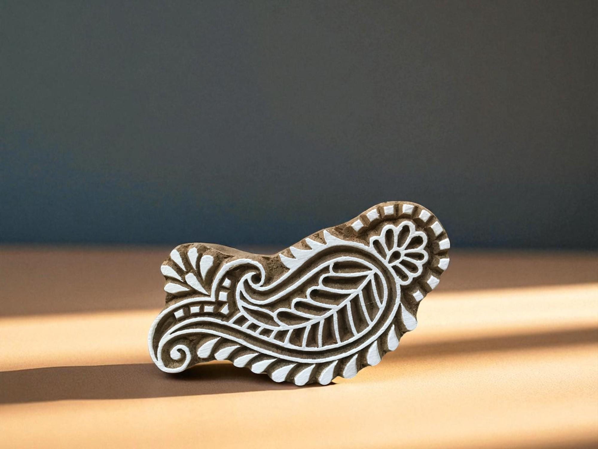 Paisely , hand carved Indian wood printing block; textile stamp; pottery stamp,