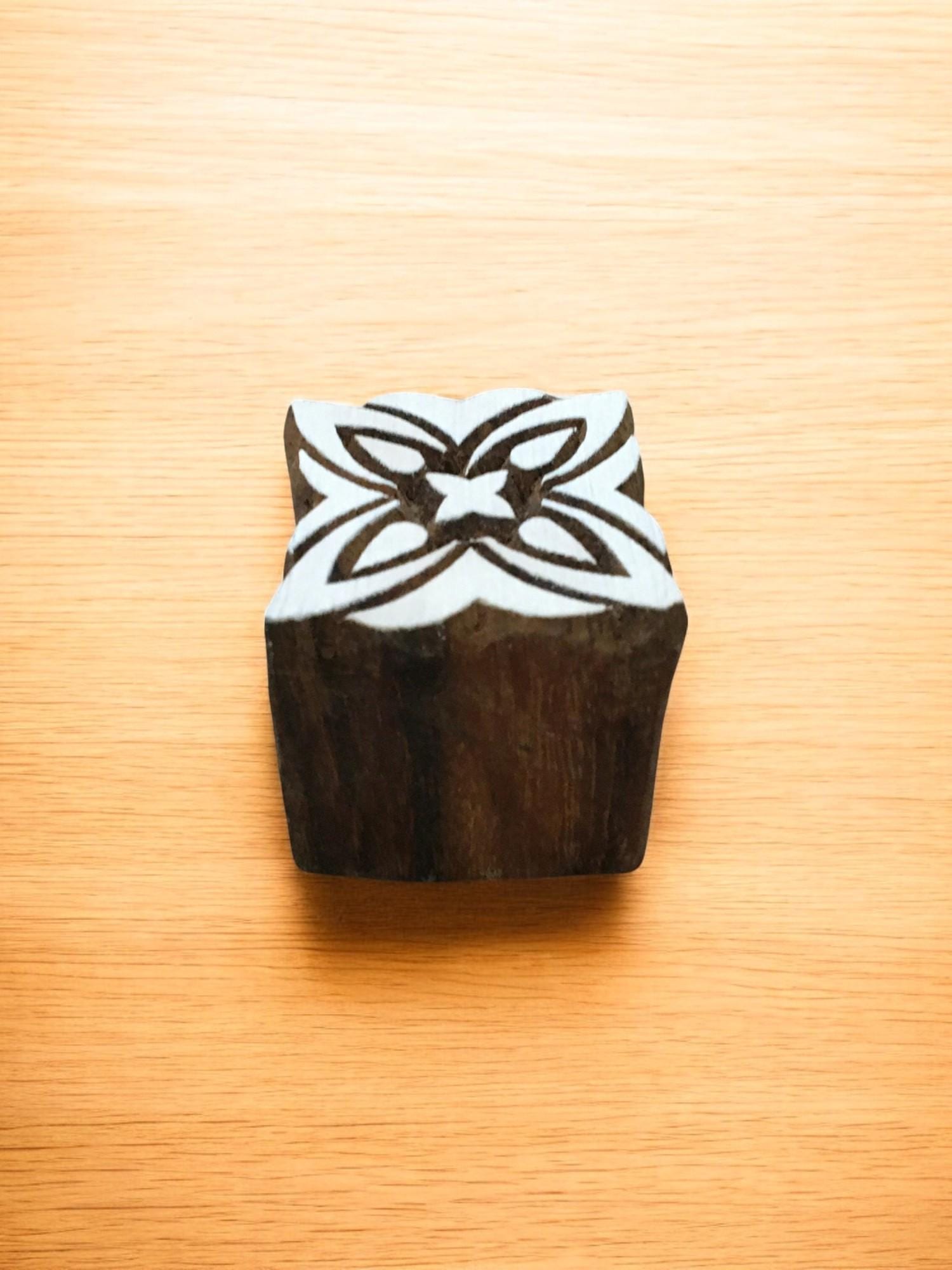 Square Pattern, hand carved Indian wood printing block; textile stamp; pottery stamp,