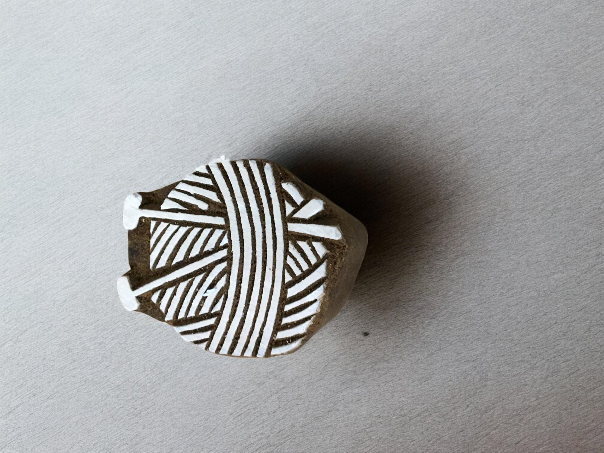 Hand Carved Knitting Ball Wood Stamp – Indian Textile Block