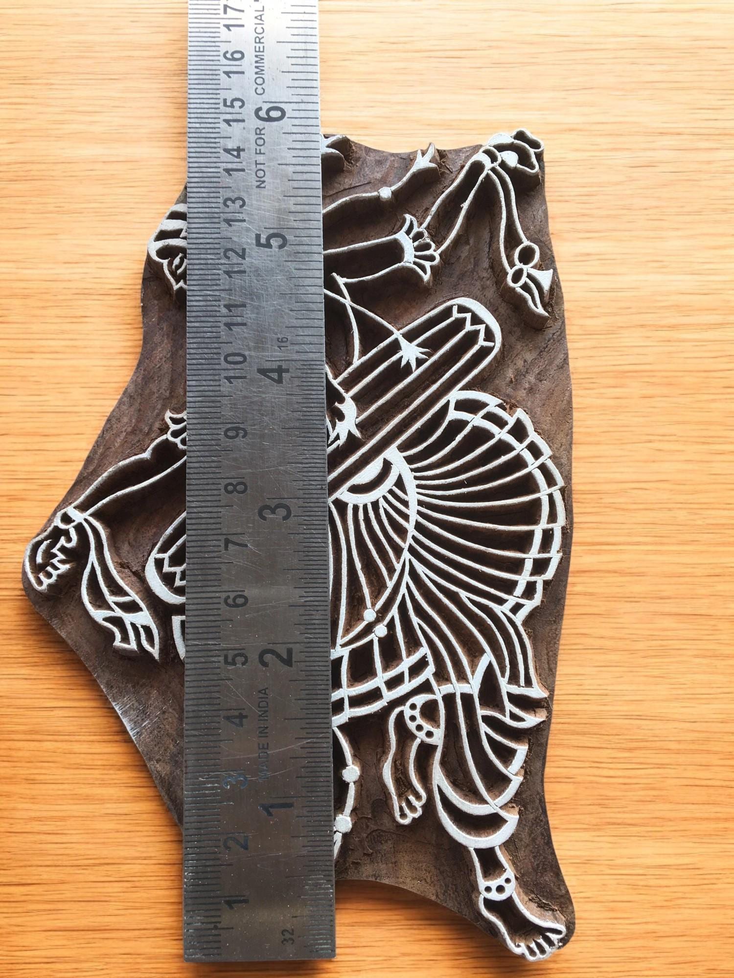 Hand Carved Indian Wood Stamp, Dancing Man Totom Folk Art