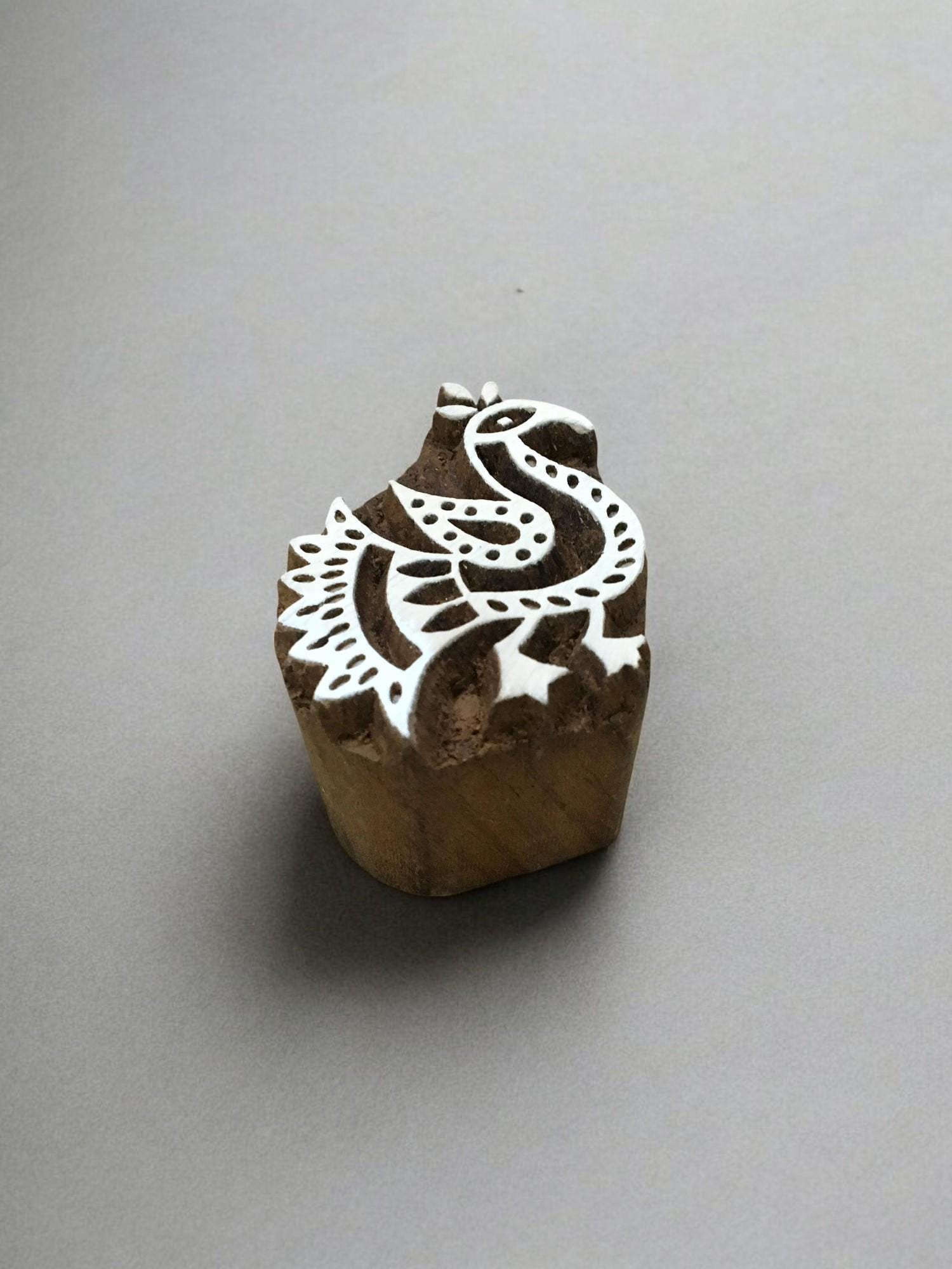 Sitting Peacock Wood Block Stamp, Traditional Textile Printing