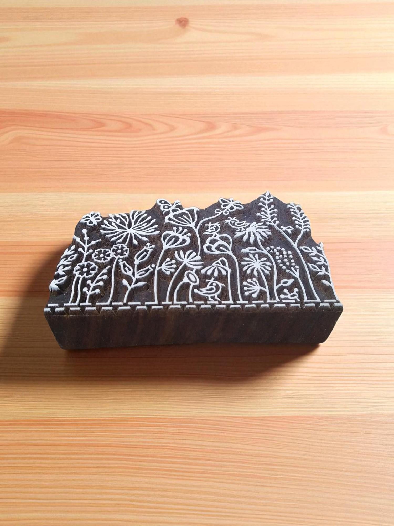 Maedow 05, hand carved Indian wood printing block; textile stamp; pottery stamp,