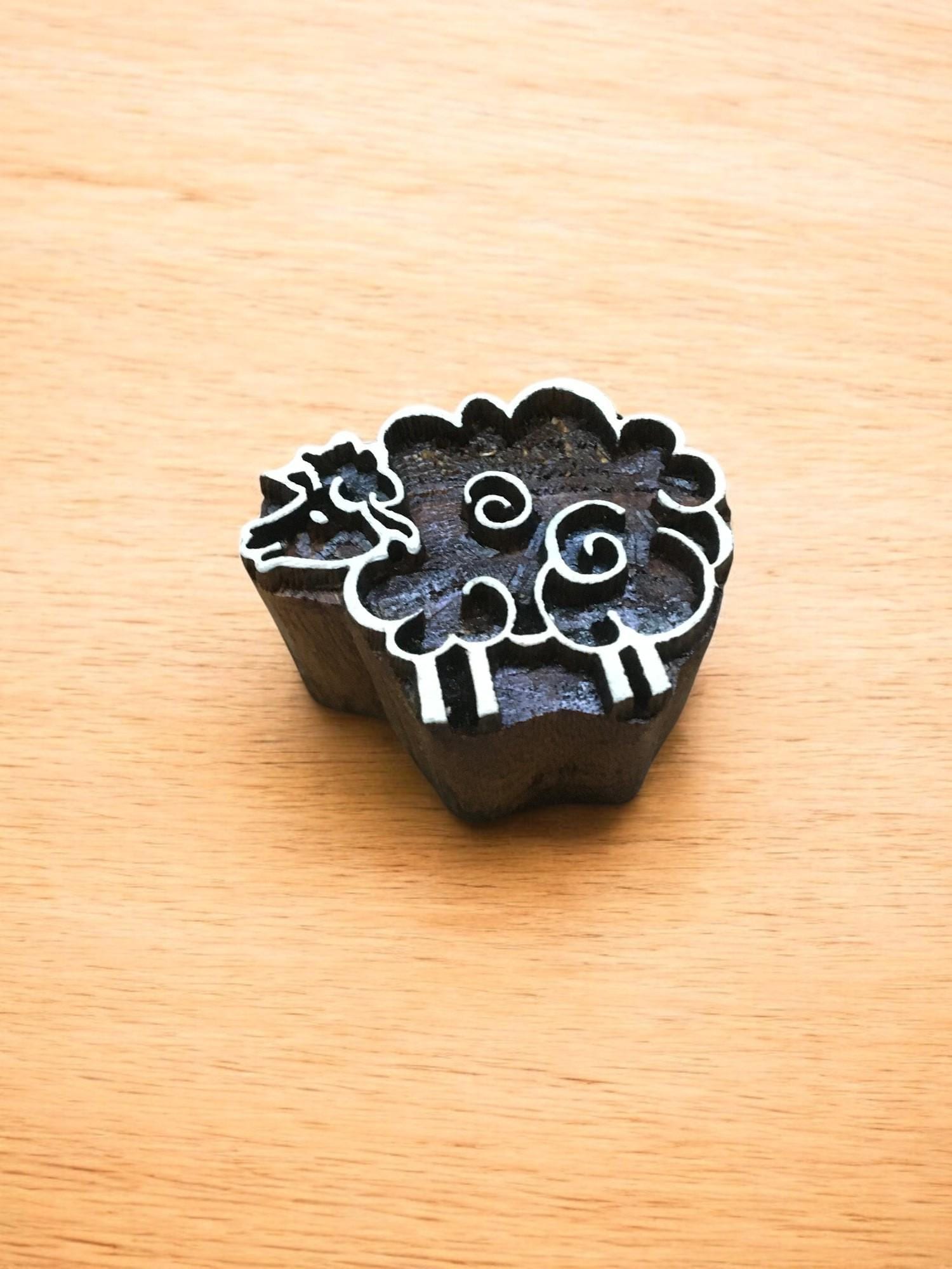 Wooly Sheep Wooden Printing Block, Indian Textile Stamp