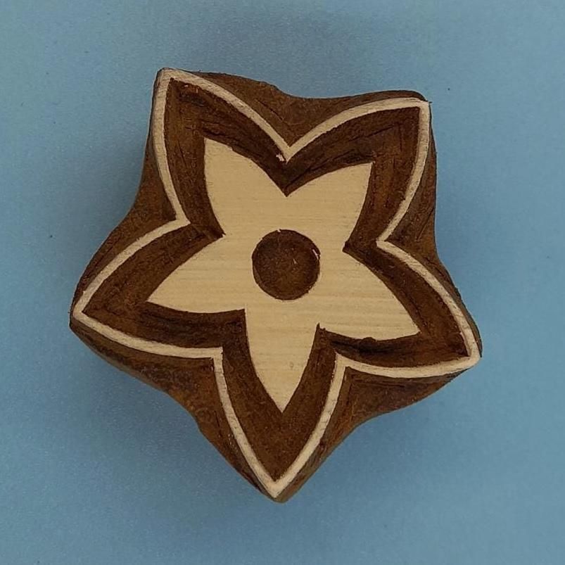 Star FlowerWooden Printing Block Pottery Stamp, Batik Tjaps, Blaudruck stempel