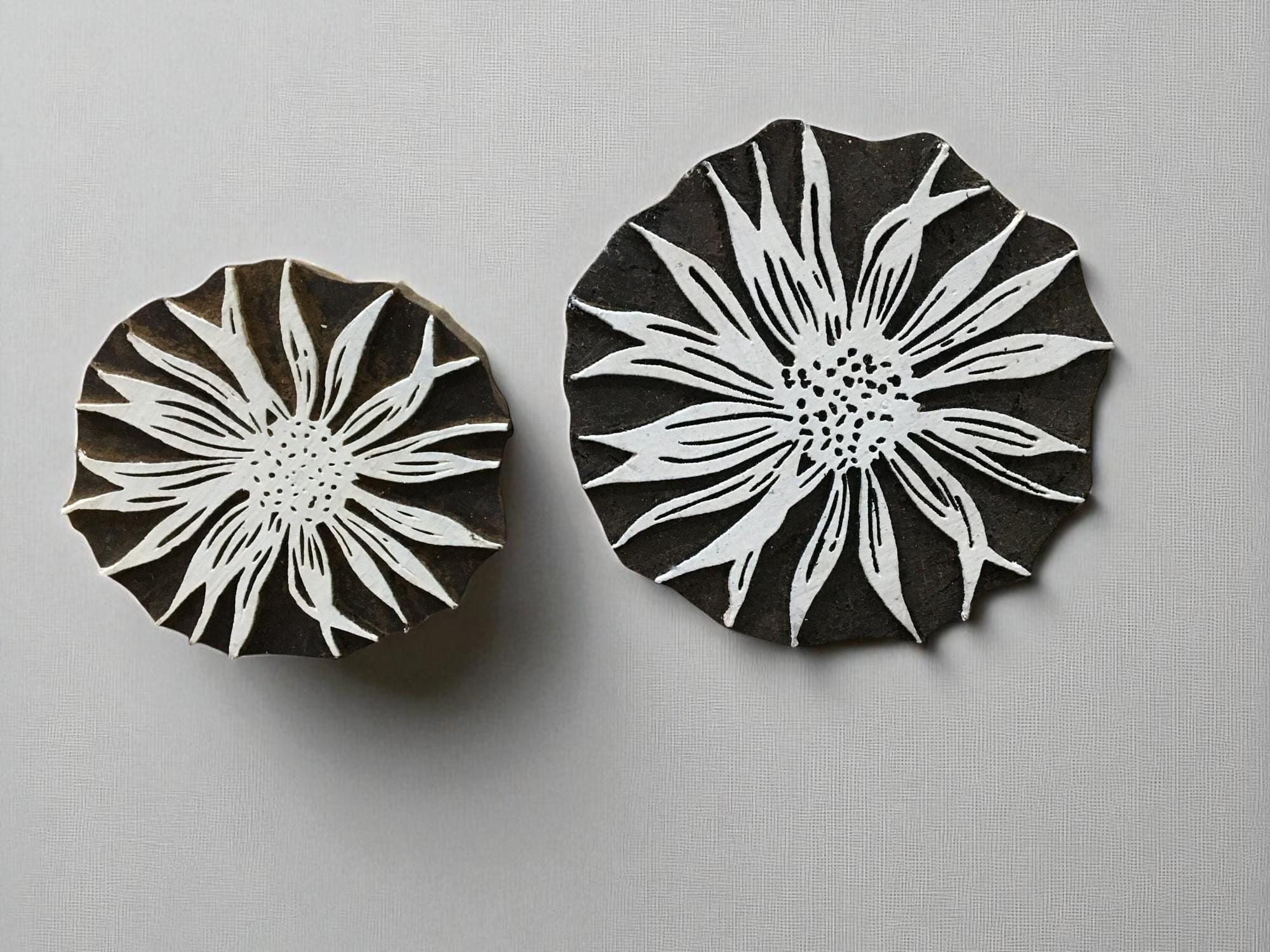 Sunflower Wood Printing Block, Hand Carved Indian Textile Stamp