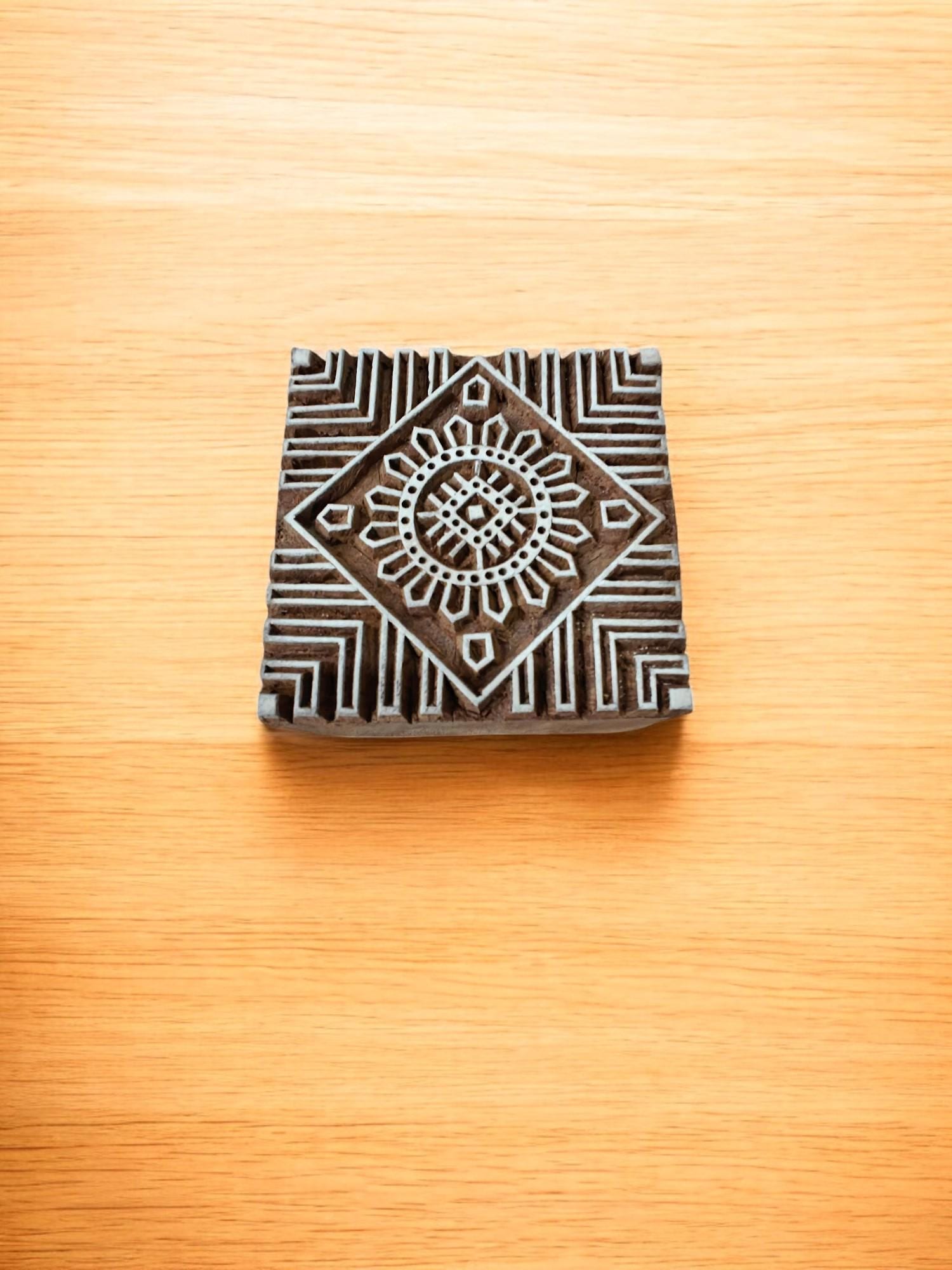Mandala Square pottery stamp ceramic mold scrap booking tjap batik printing floral carved stamps.