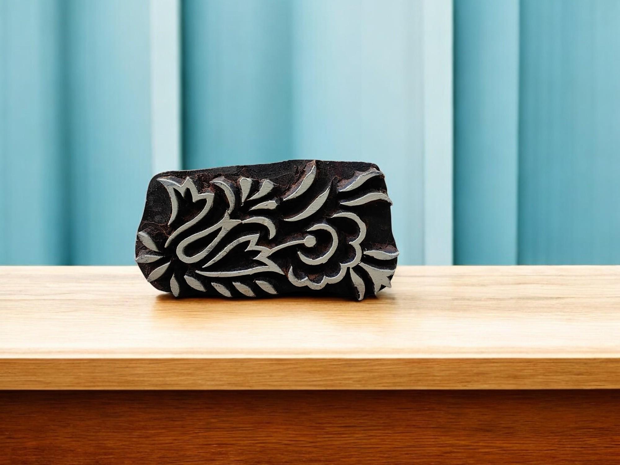 Medium Floral pottery stamp ceramic mold scrapbooking tjap batik printing floral carved stamps.