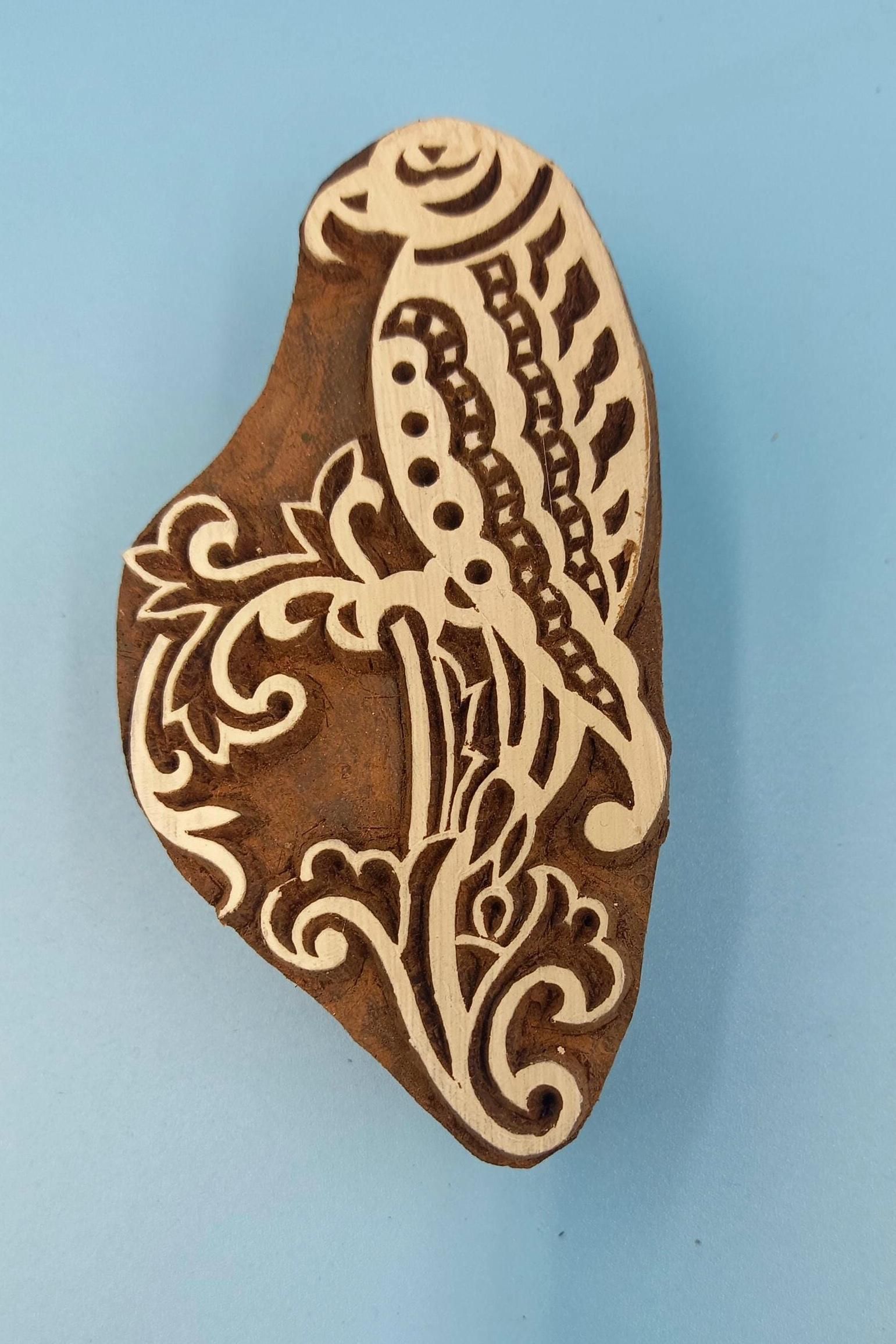 Sittin Parrot Wooden Printing Block Pottery Stamp, Batik Tjaps, Blaudruck stempel