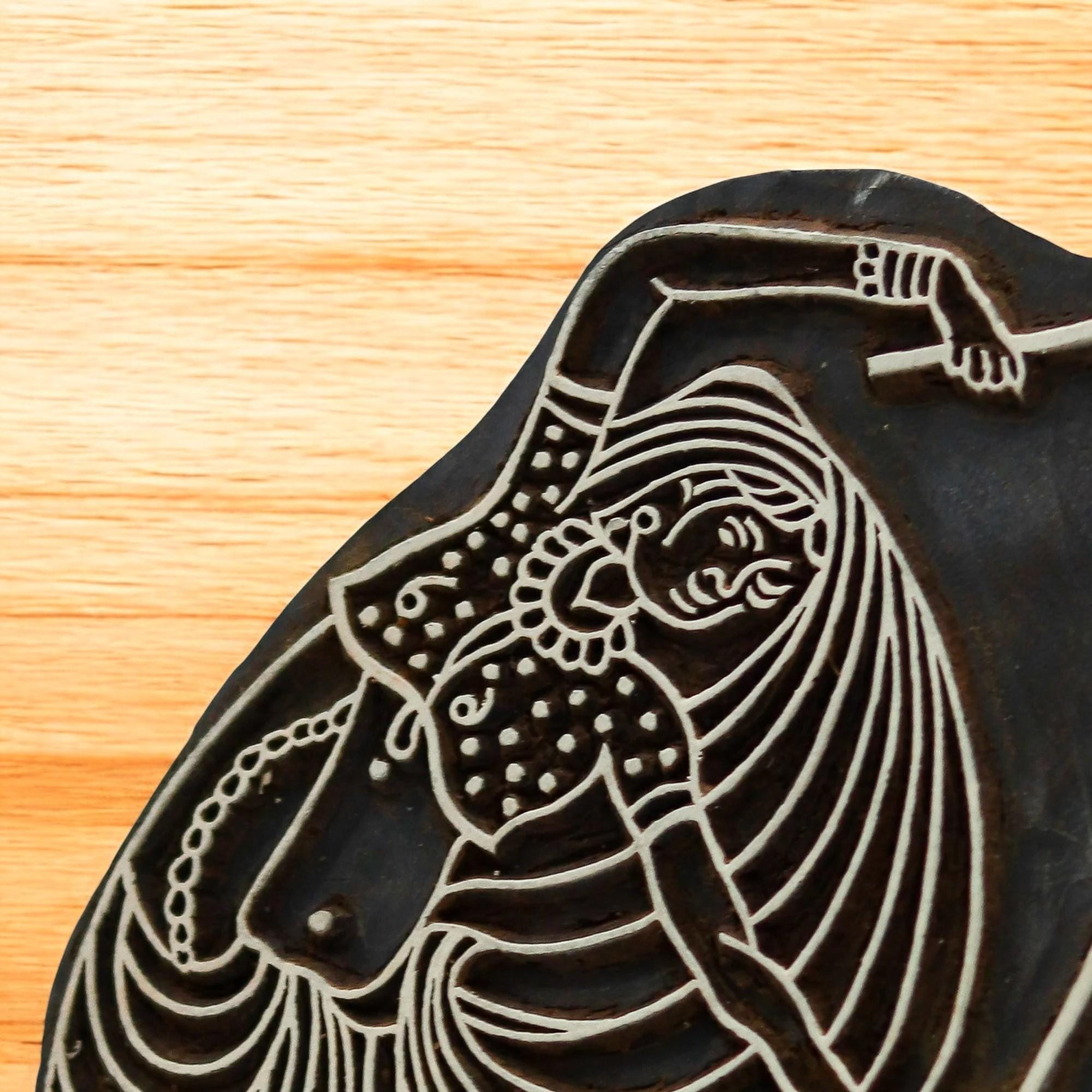 Dancing Lady Wooden Stamp: Textile Print Block