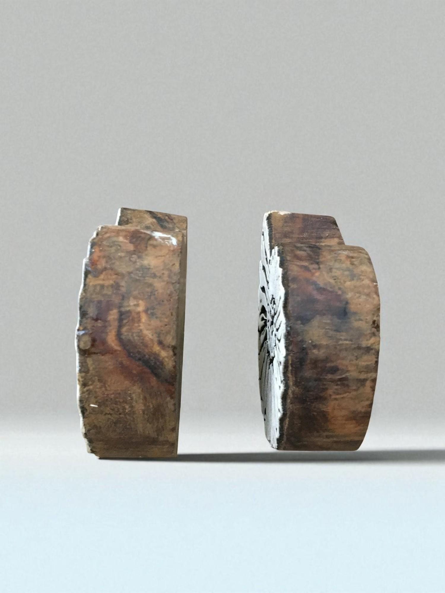 Fossil Shell Positive & Negative,  hand carved Indian wood printing block; textile stamp; pottery stamp,