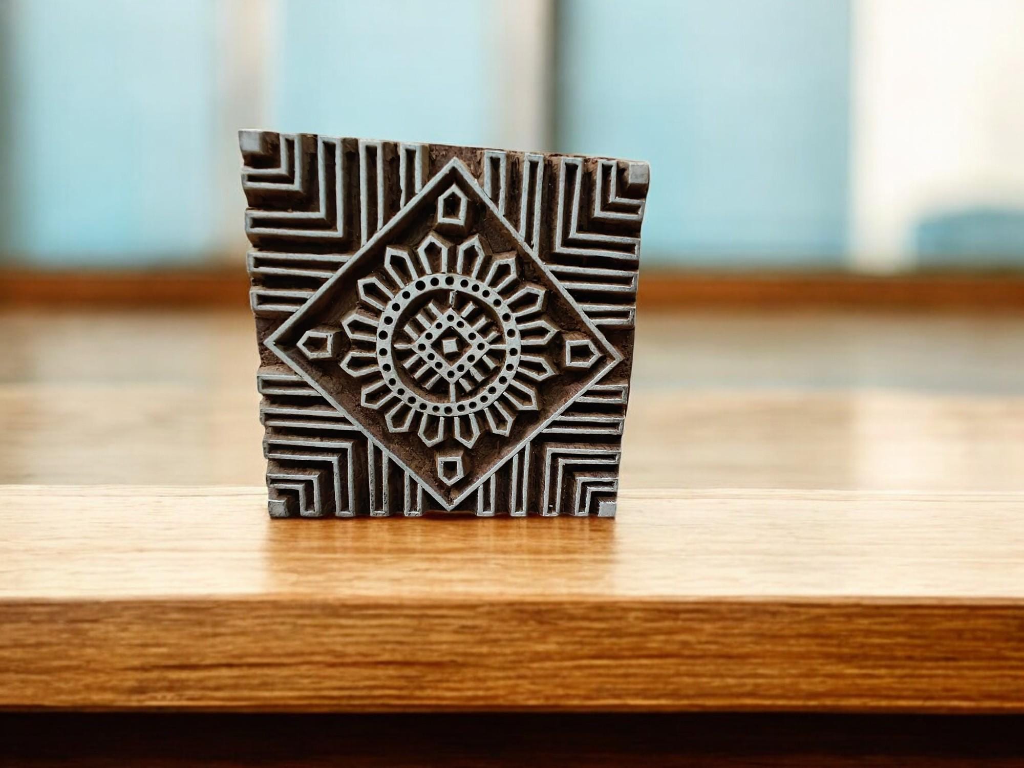 Mandala Square pottery stamp ceramic mold scrap booking tjap batik printing floral carved stamps.