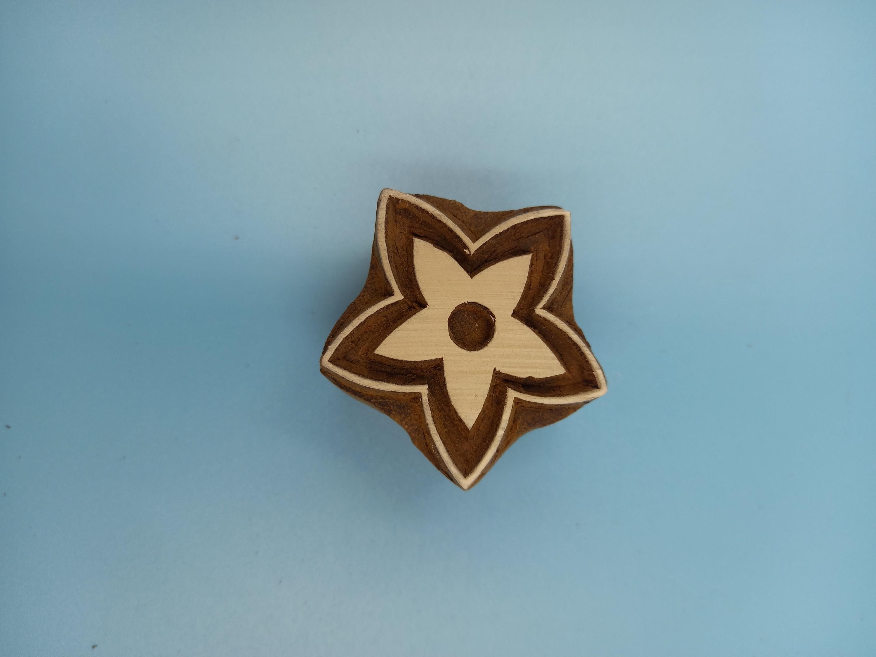 Star FlowerWooden Printing Block Pottery Stamp, Batik Tjaps, Blaudruck stempel