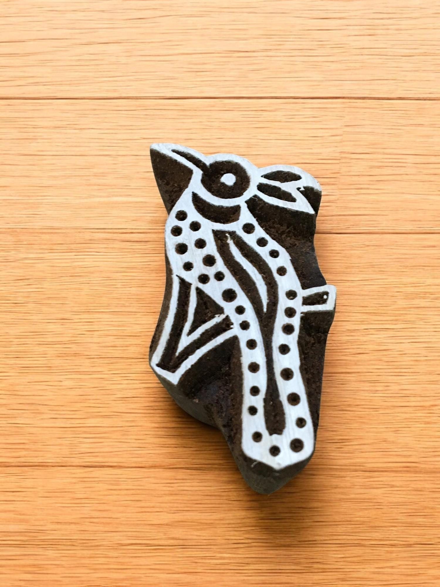 Woodpecker Bird, hand carved Indian wood printing block; textile stamp; pottery stamp,