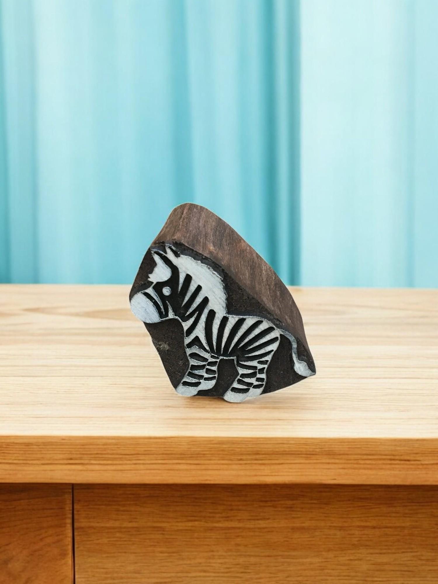 Hand Carved Indian Wood Printing Block, Baby Zebra Stamp