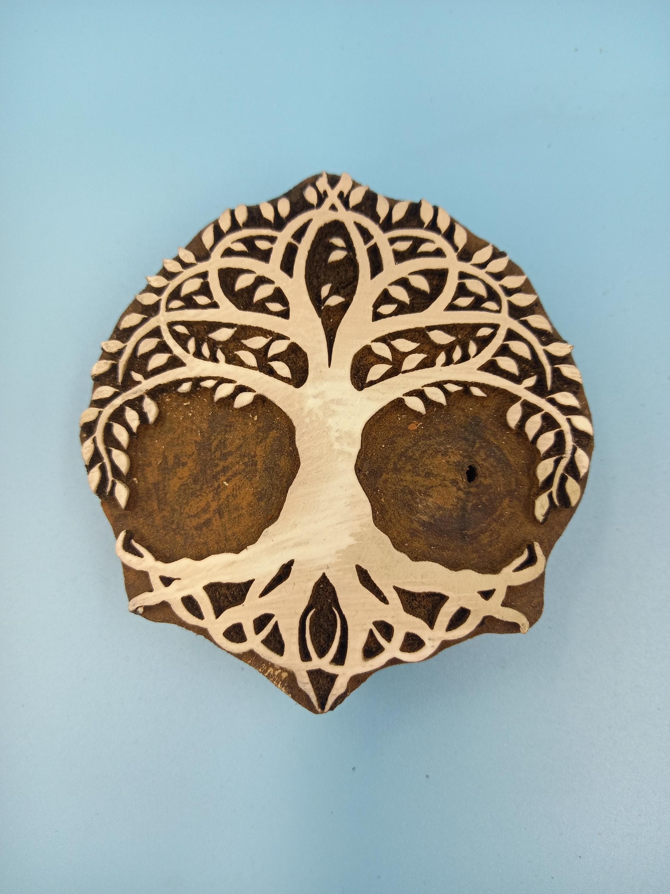 Celtic Tree Wooden Printing Block Pottery Stamp, Batik Tjaps, Blaudruck stempel