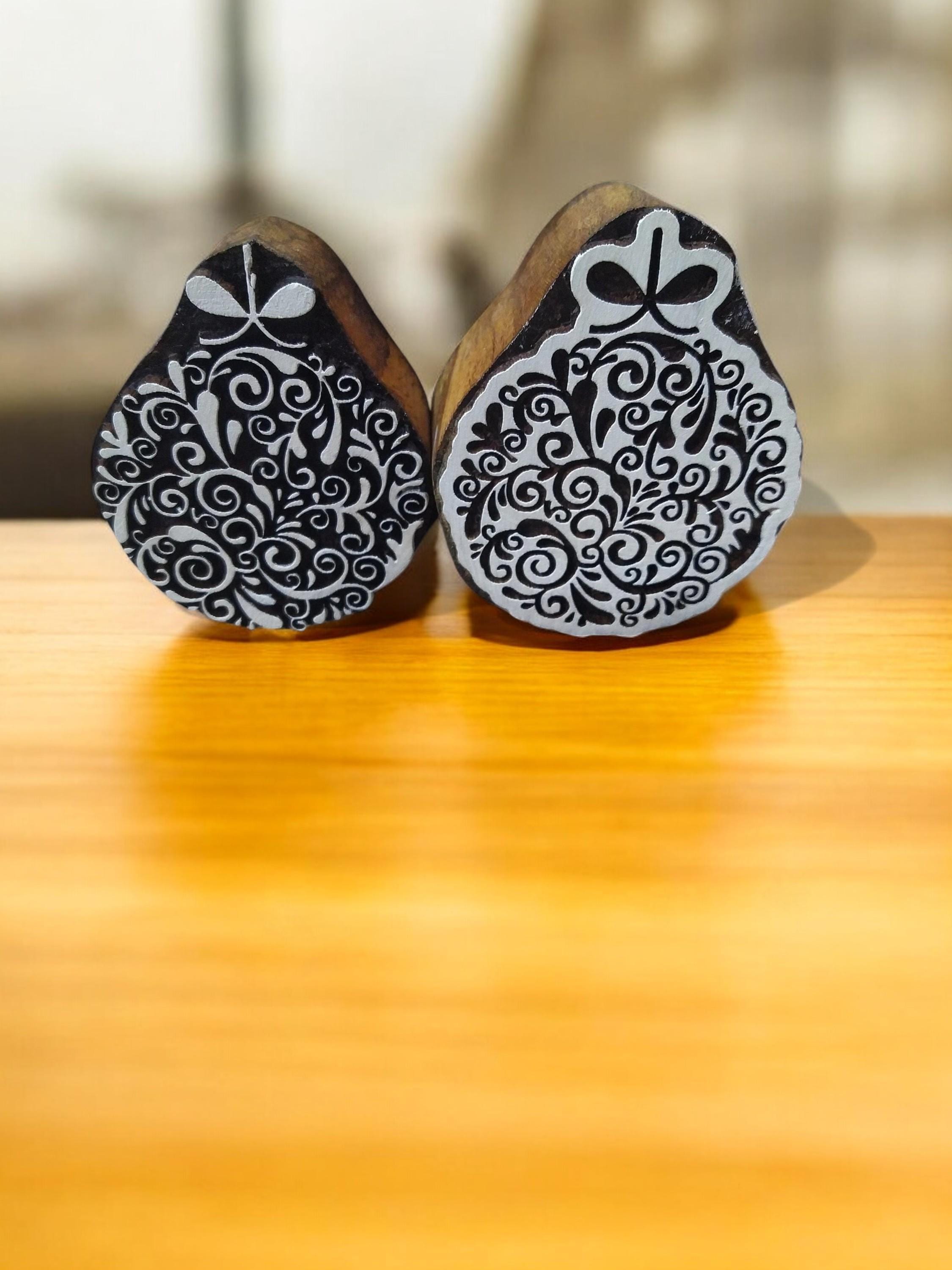 Hand Carved Christmas Bauble Wood Printing Block Set