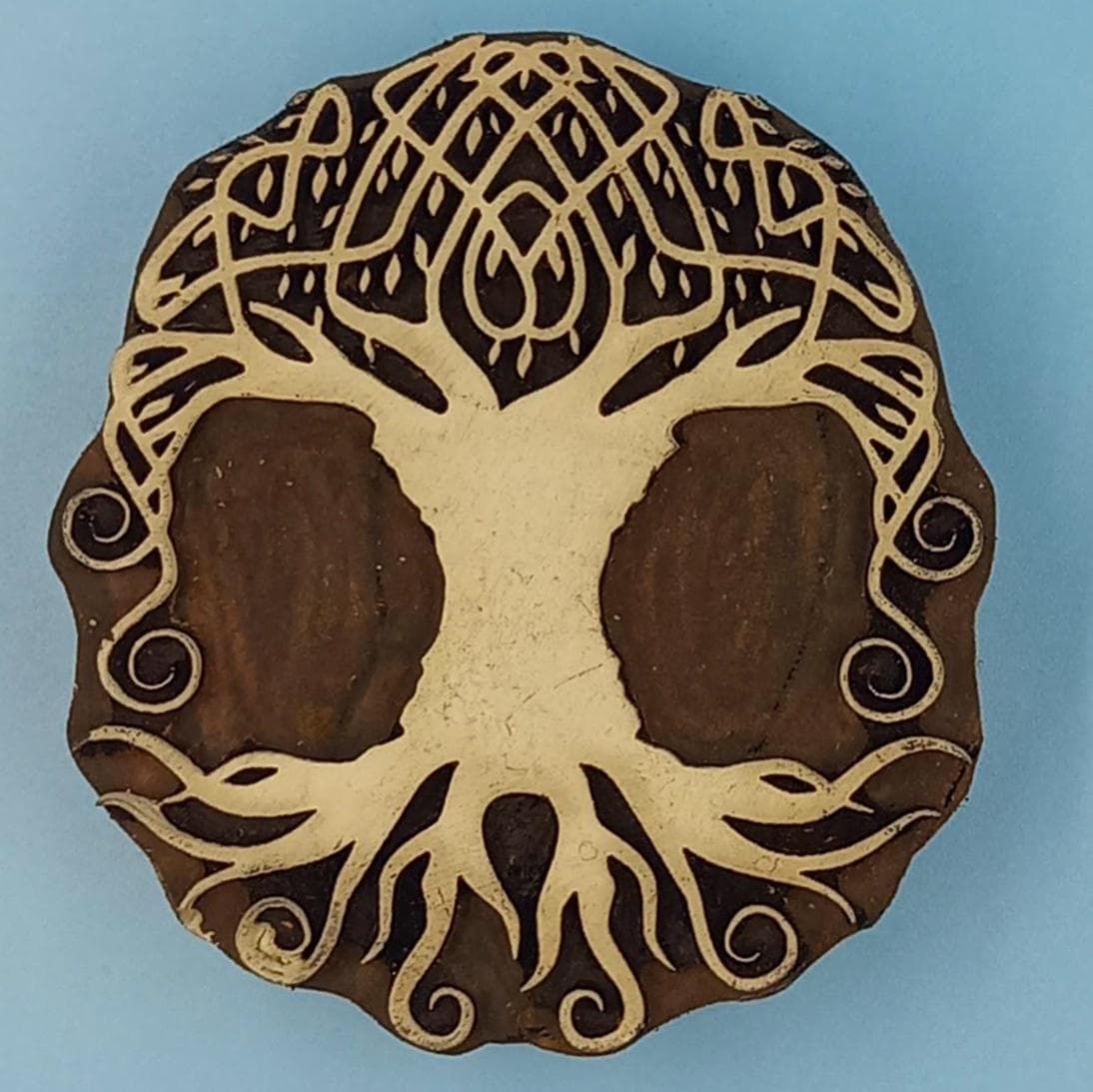 Celtic Tree mandala Wooden Printing Block Pottery Stamp, Batik Tjaps, Blaudruck stempel