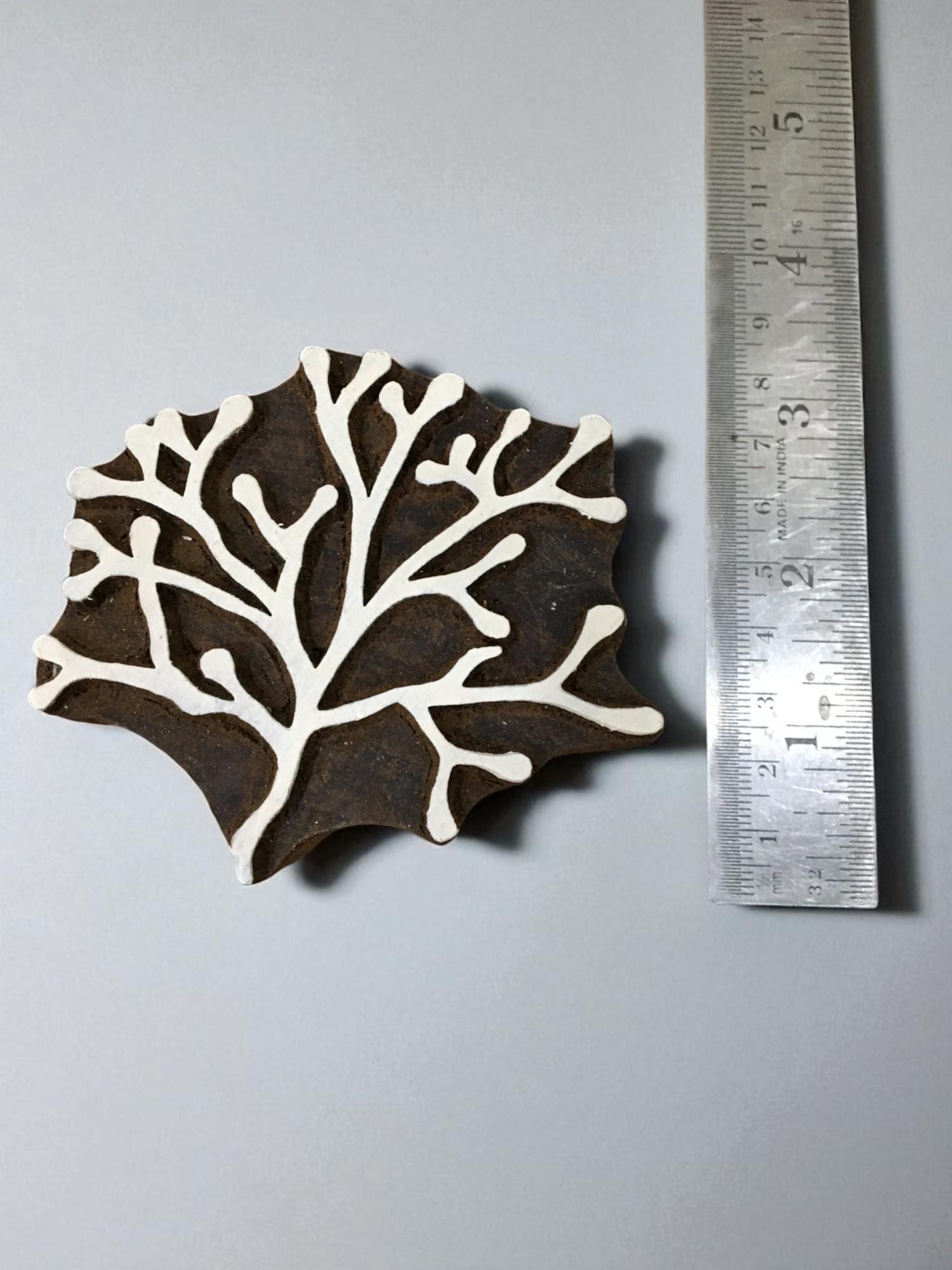 seaweed  hand carved Indian wood printing block; textile stamp; pottery stamp,