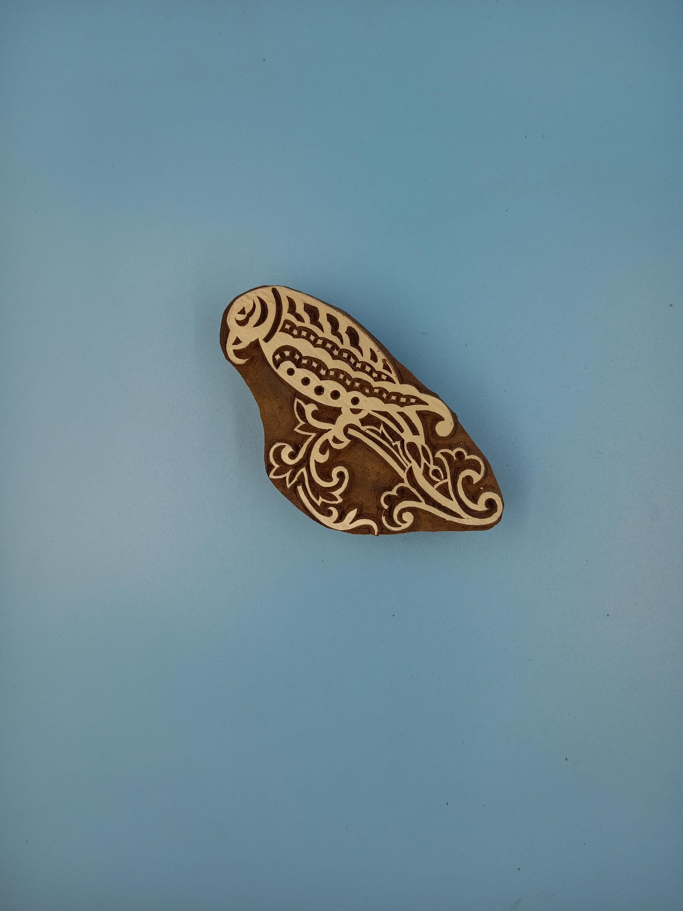 Sittin Parrot Wooden Printing Block Pottery Stamp, Batik Tjaps, Blaudruck stempel