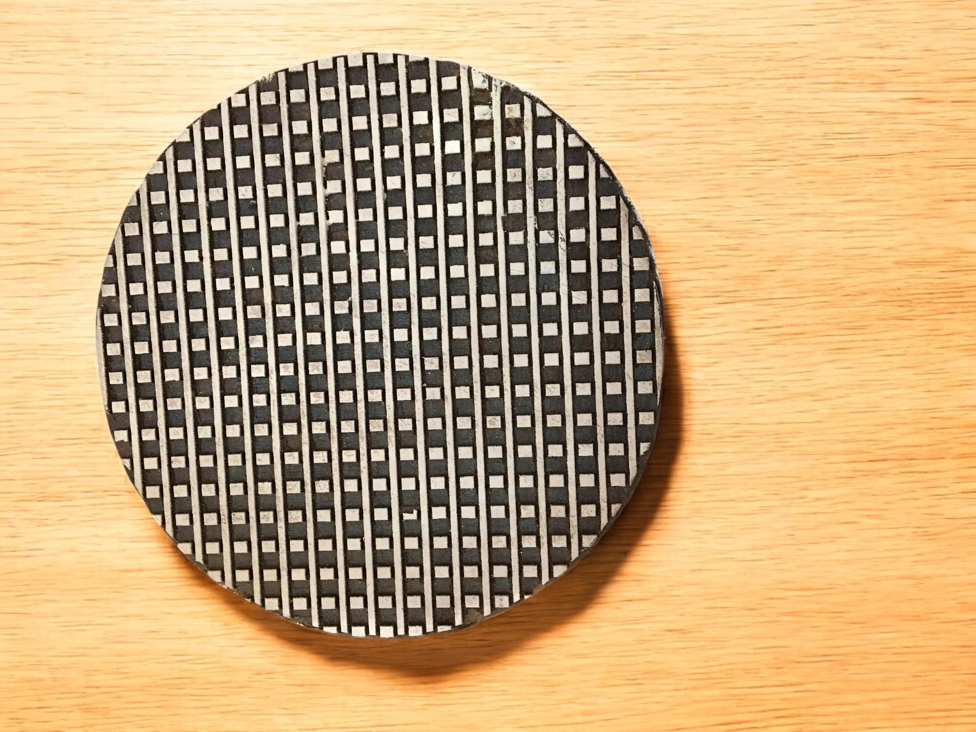 Stripes & Square Dots Mandala Wood Stamp; Pottery Stamp; Wood Printing Block; Indian Stamp; Soap Stamp; Textile Print Block..