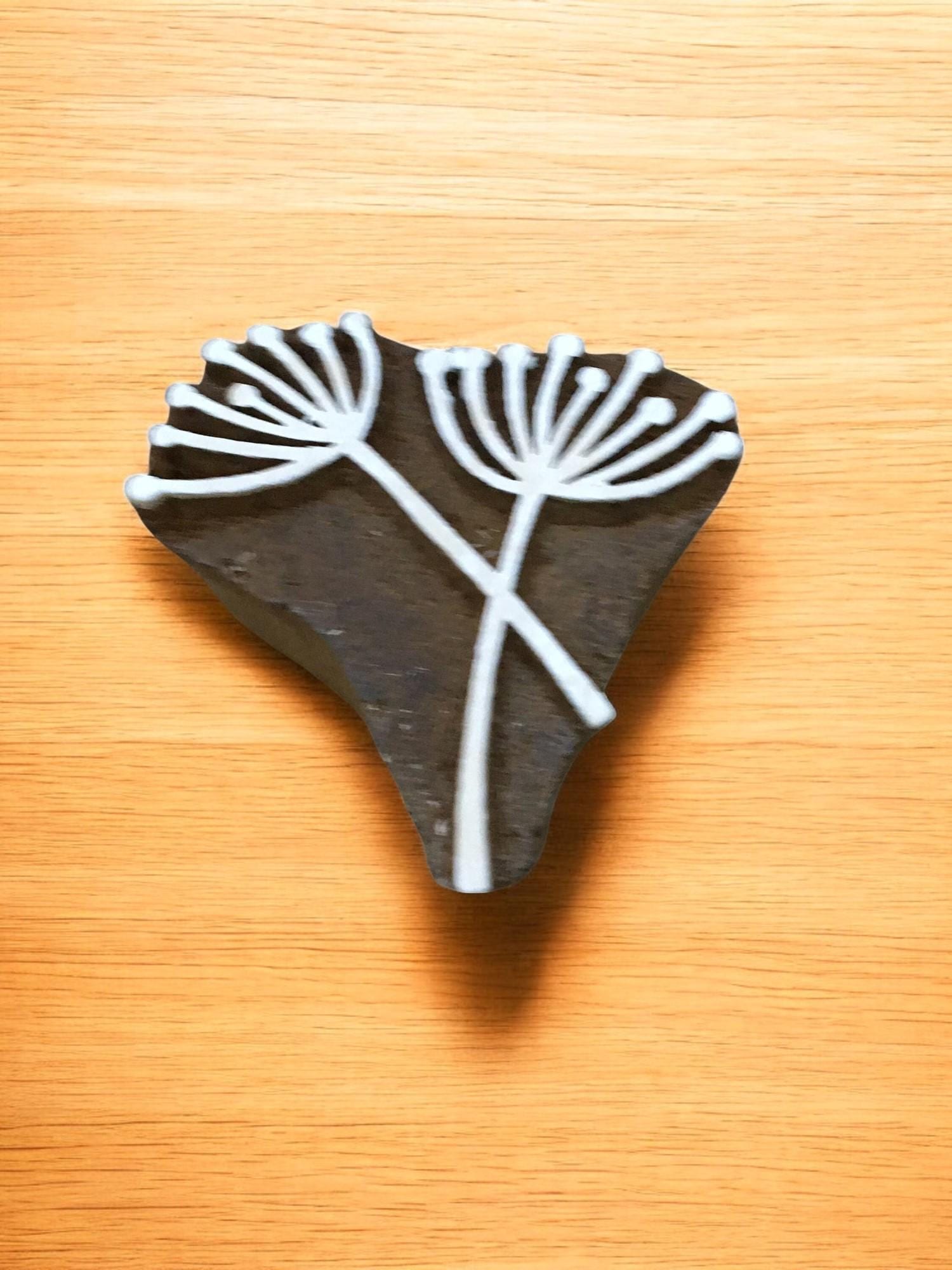 Crossing Allium Seedhead, hand carved Indian wood printing block; textile stamp; pottery stamp,