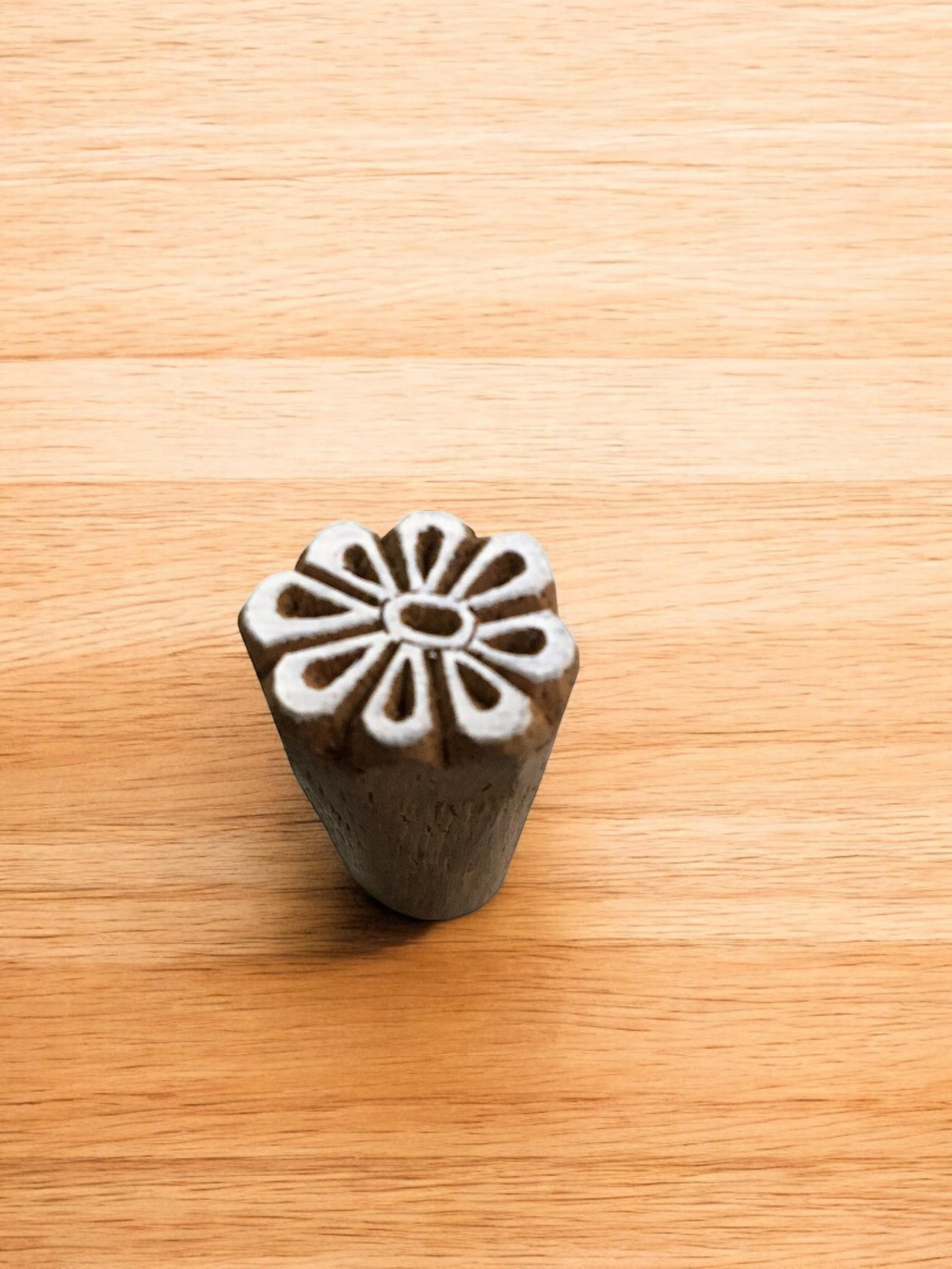 Mini Flower Indian Wooden Printing Block, Textile Stamp (2.5 cm)