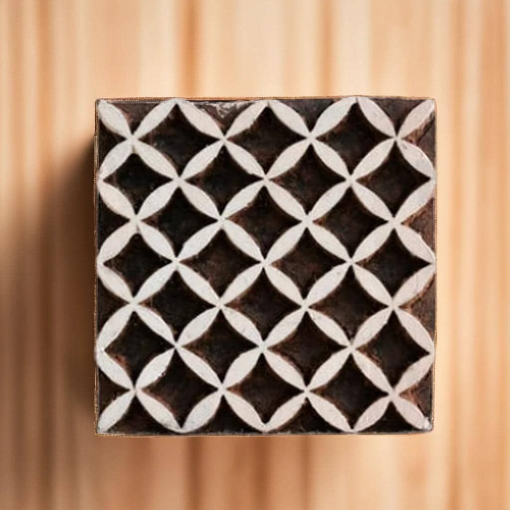 Overlapping Circles Pottery Stamp, Hand Carved Indian Wood Block