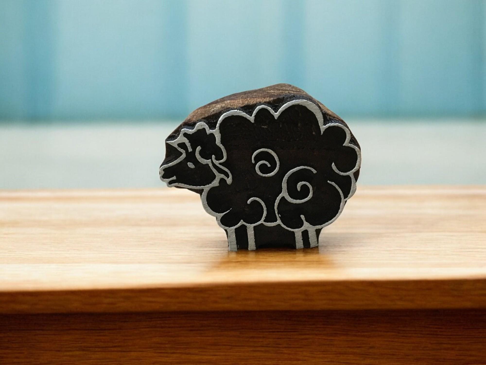 Wooly Sheep Wooden Printing Block, Indian Textile Stamp