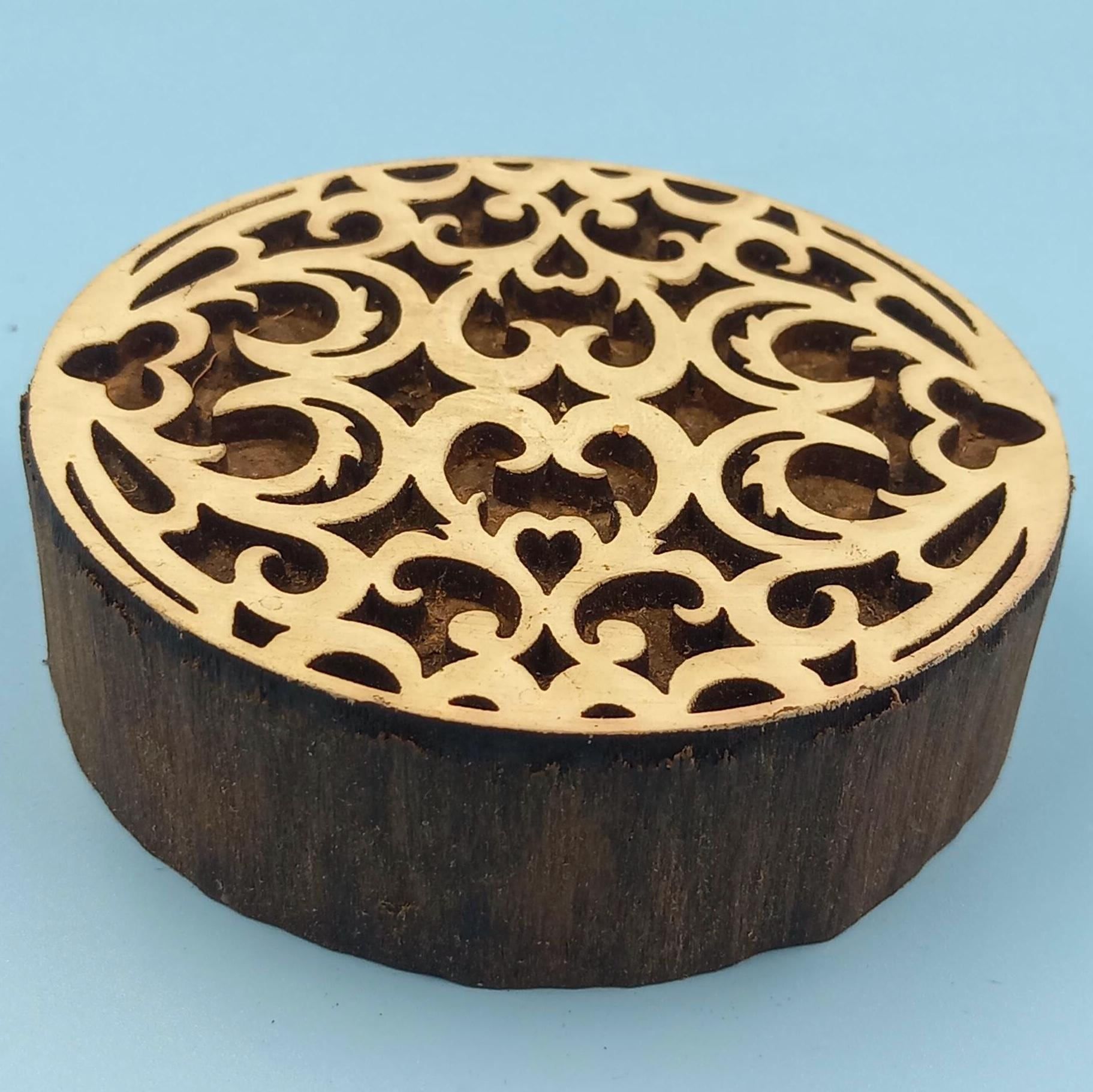 Oriental Mandala Wooden Printing Block Pottery Stamp, Batik Tjaps, Blaudruck stempel