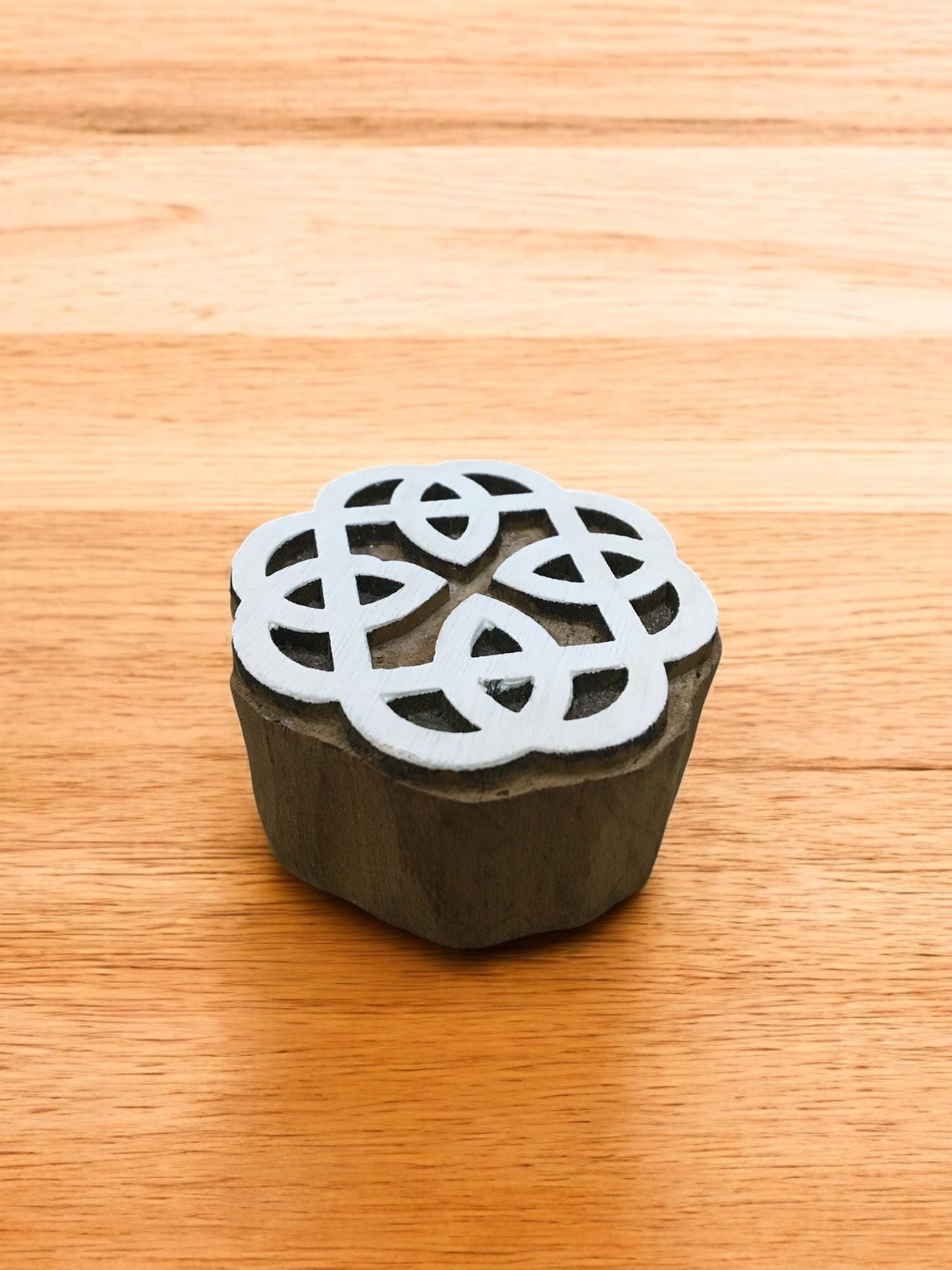 celtic knot, hand carved Indian wood printing block; textile stamp; pottery stamp,