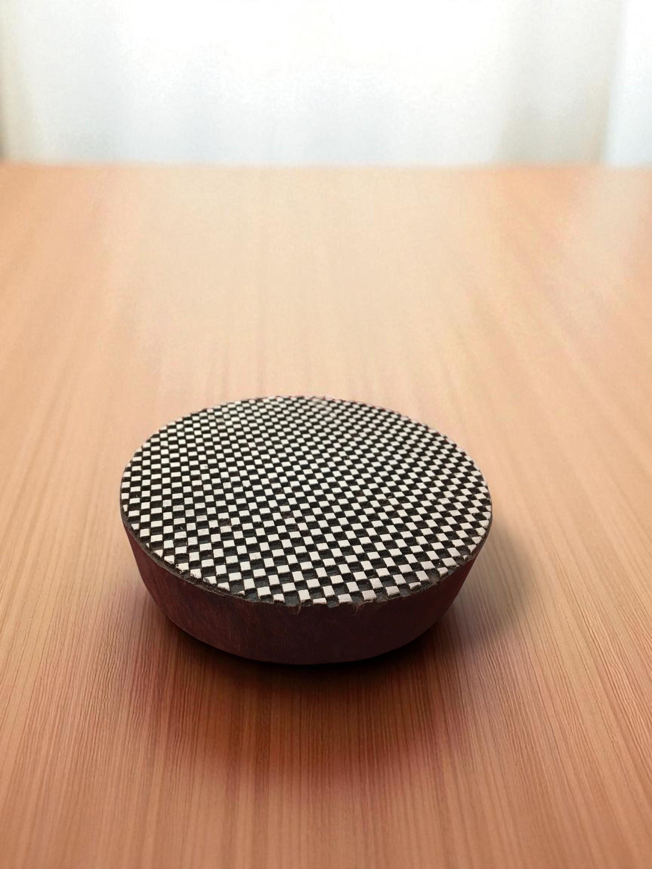 Mandala Wood Stamp: Micro Check Design, Pottery & Textile Block