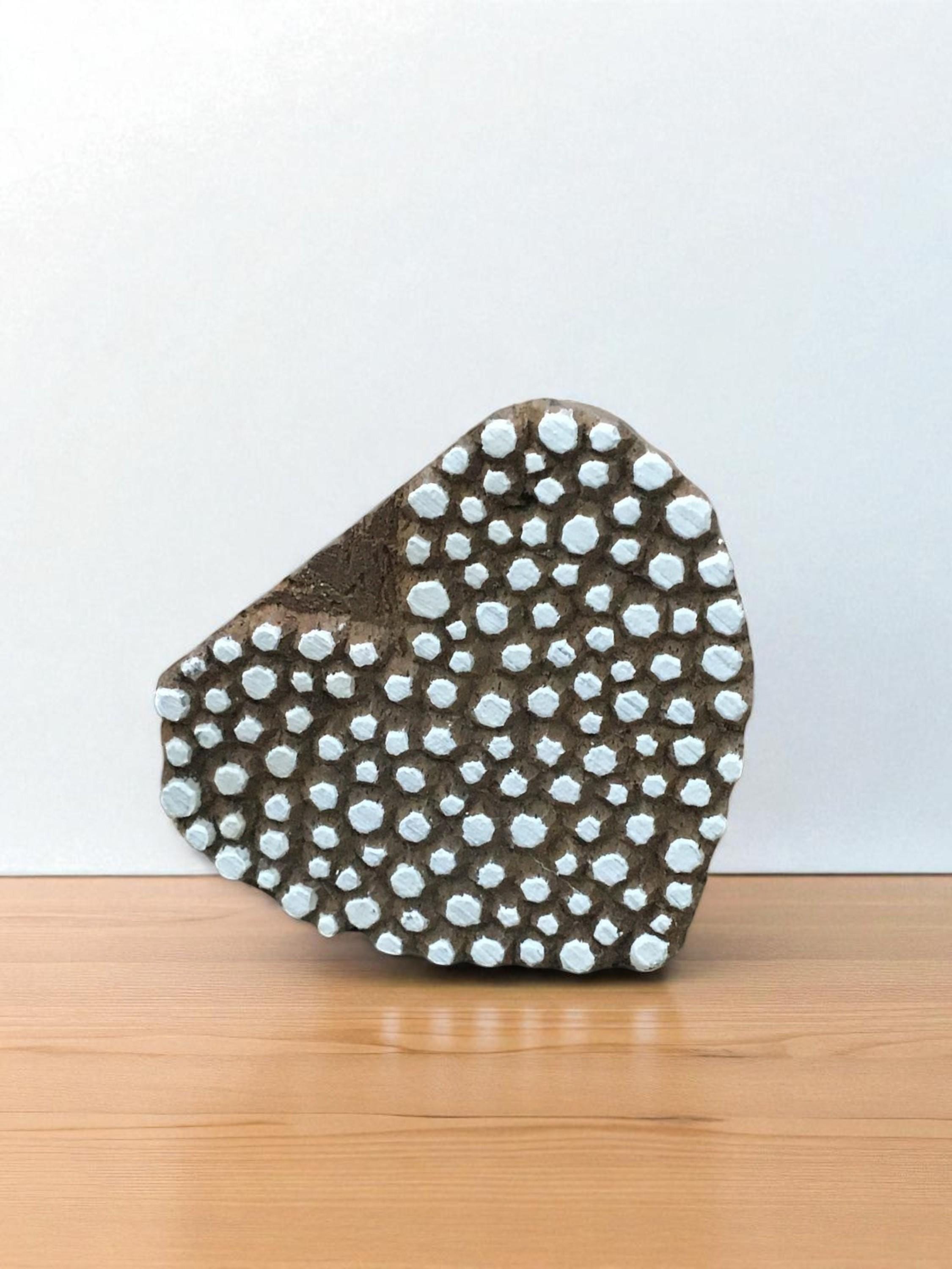 Hand Carved Dotty Heart Wood Stamp, Indian Textile Printing Block