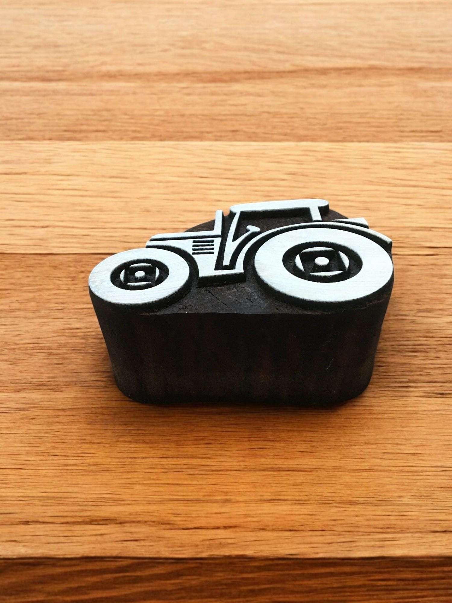 Indian Wooden Printing Block - Farm Tractor Design