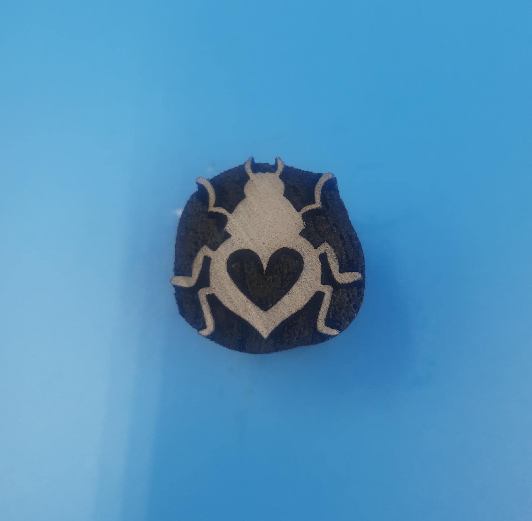 Love Bug Wooden Printing Block Pottery Stamp, Batik Tjaps, Blaudruck stempel