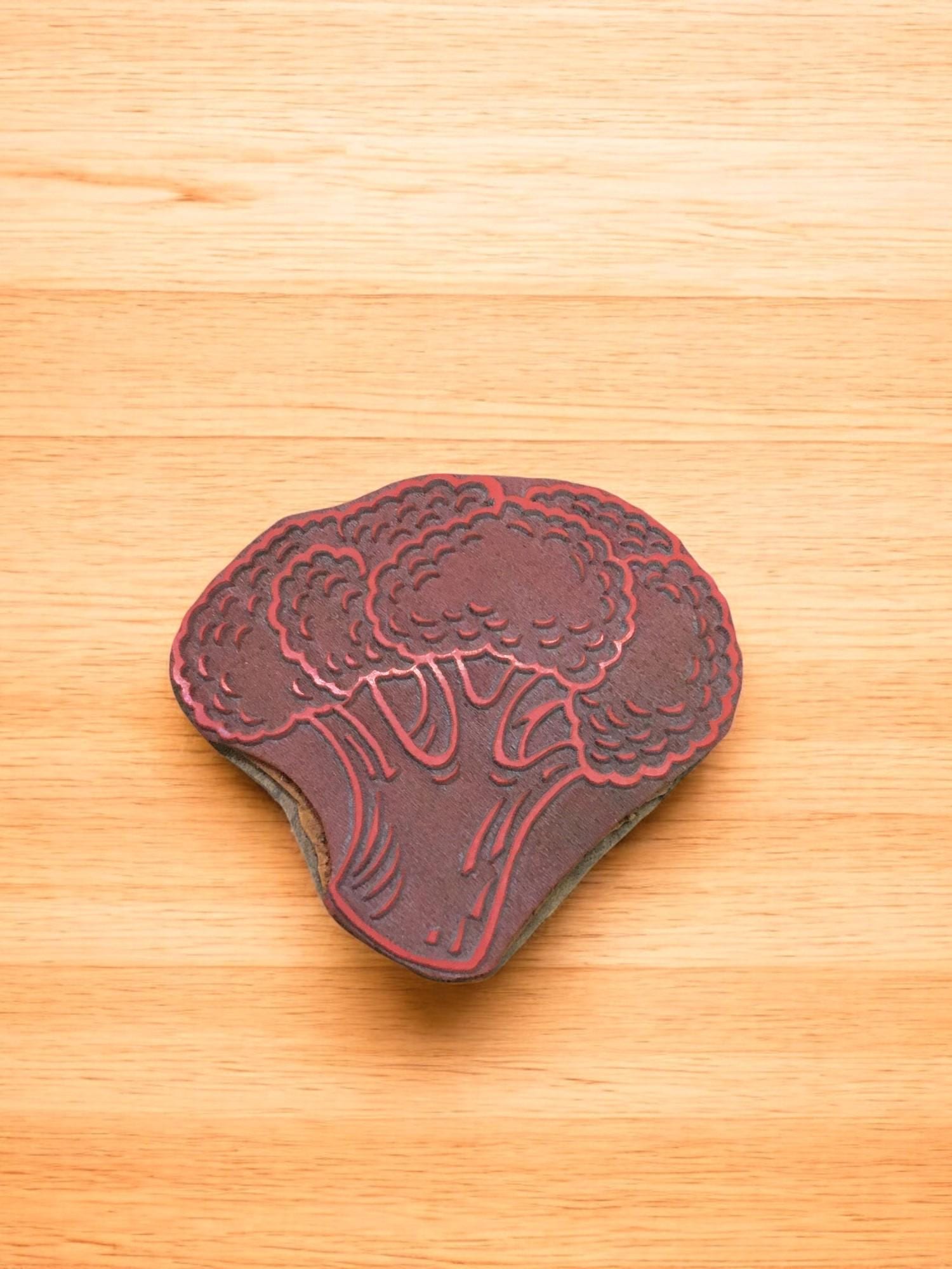 Hand Carved Broccoli Stamp, Indian Wood Block Print (7.5cm)